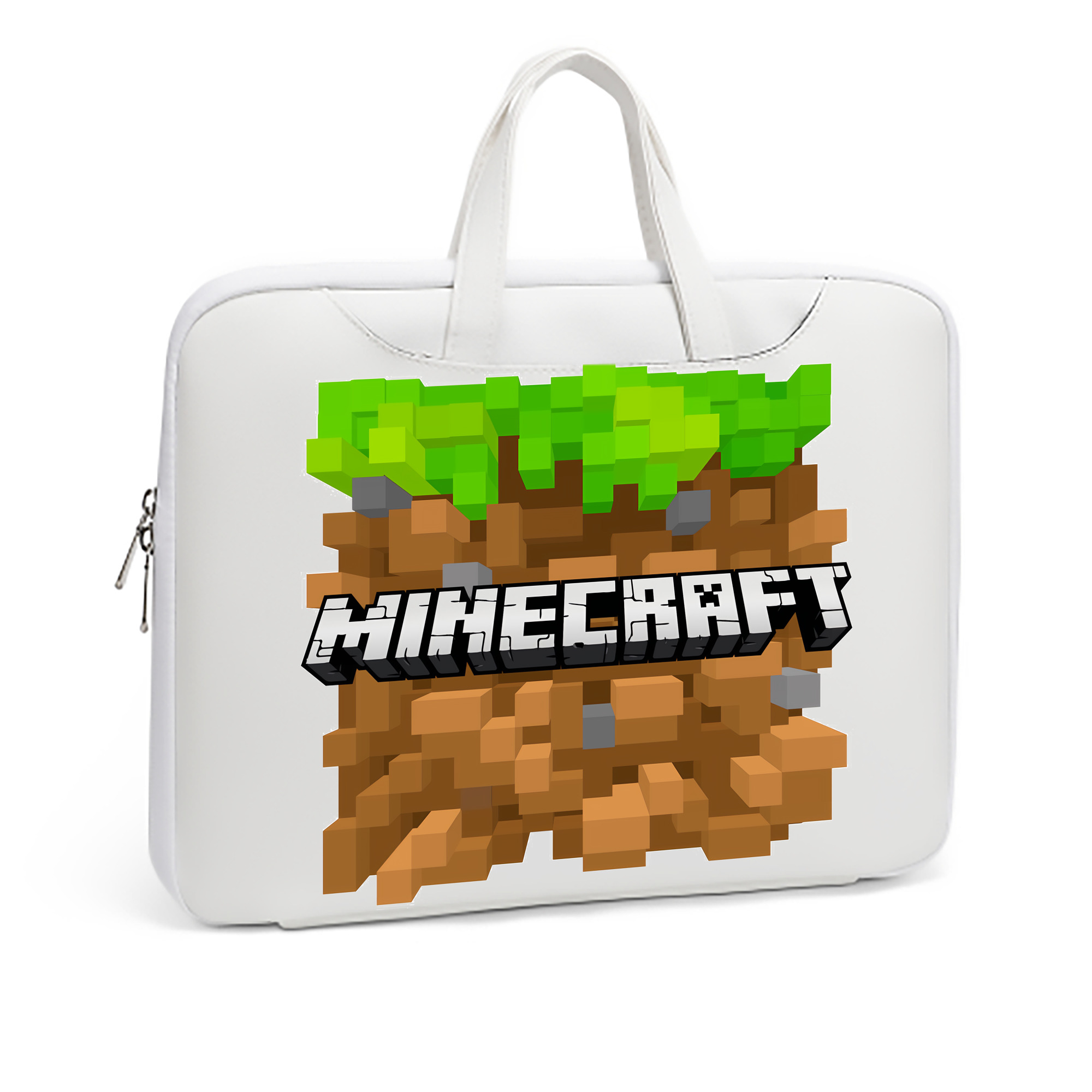 （画像用） マインクラフト ブロックの世界 Minecraft MC Block world レザーラップトップバッグ　ノートパソコンケース