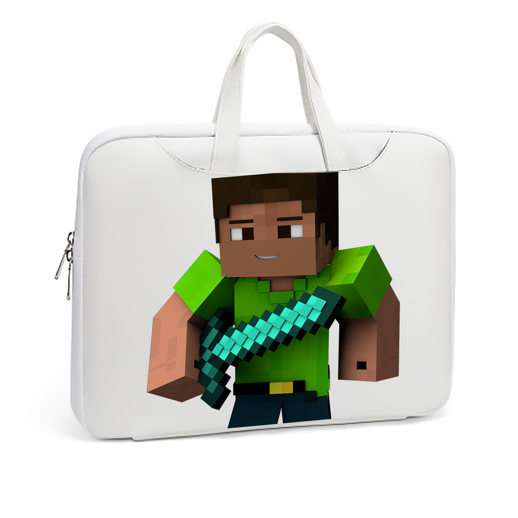 （画像用） マインクラフト ブロックの世界 Minecraft MC Block world レザーラップトップバッグ　ノートパソコンケース