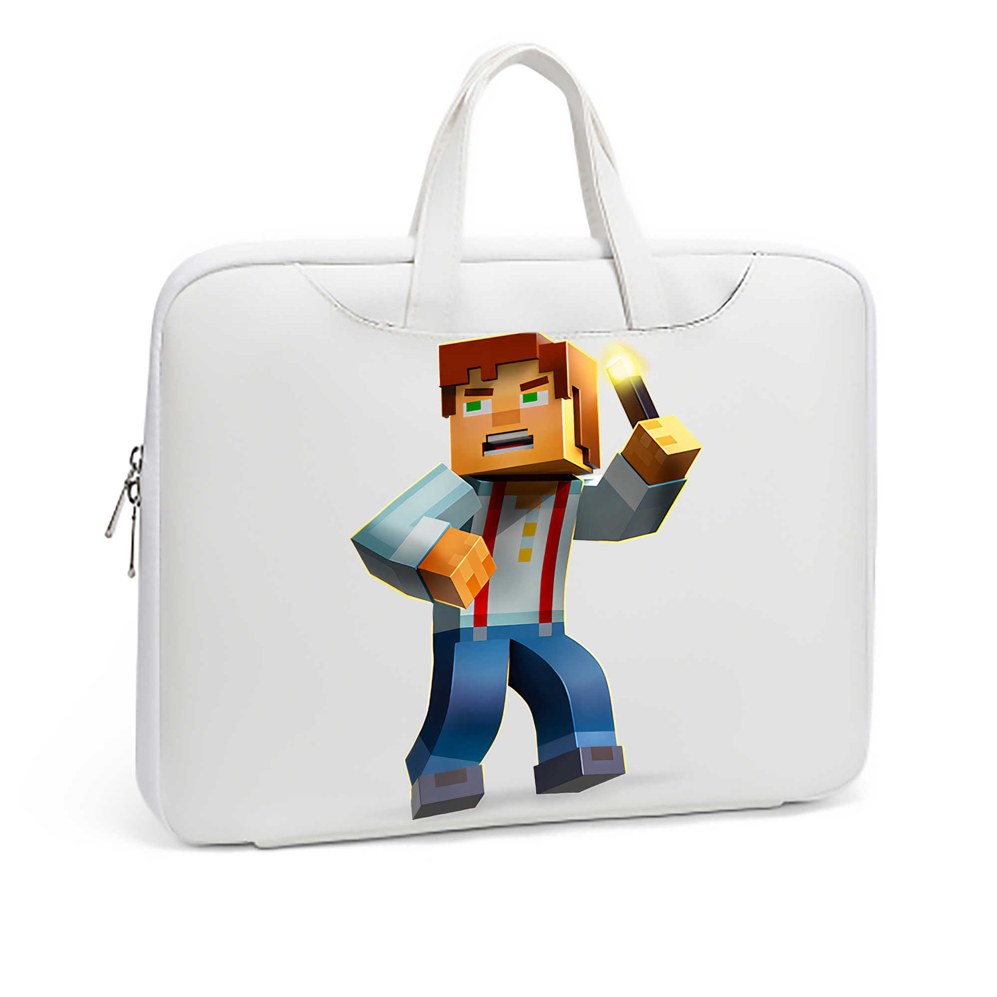 （画像用） マインクラフト ブロックの世界 Minecraft MC Block world レザーラップトップバッグ　ノートパソコンケース