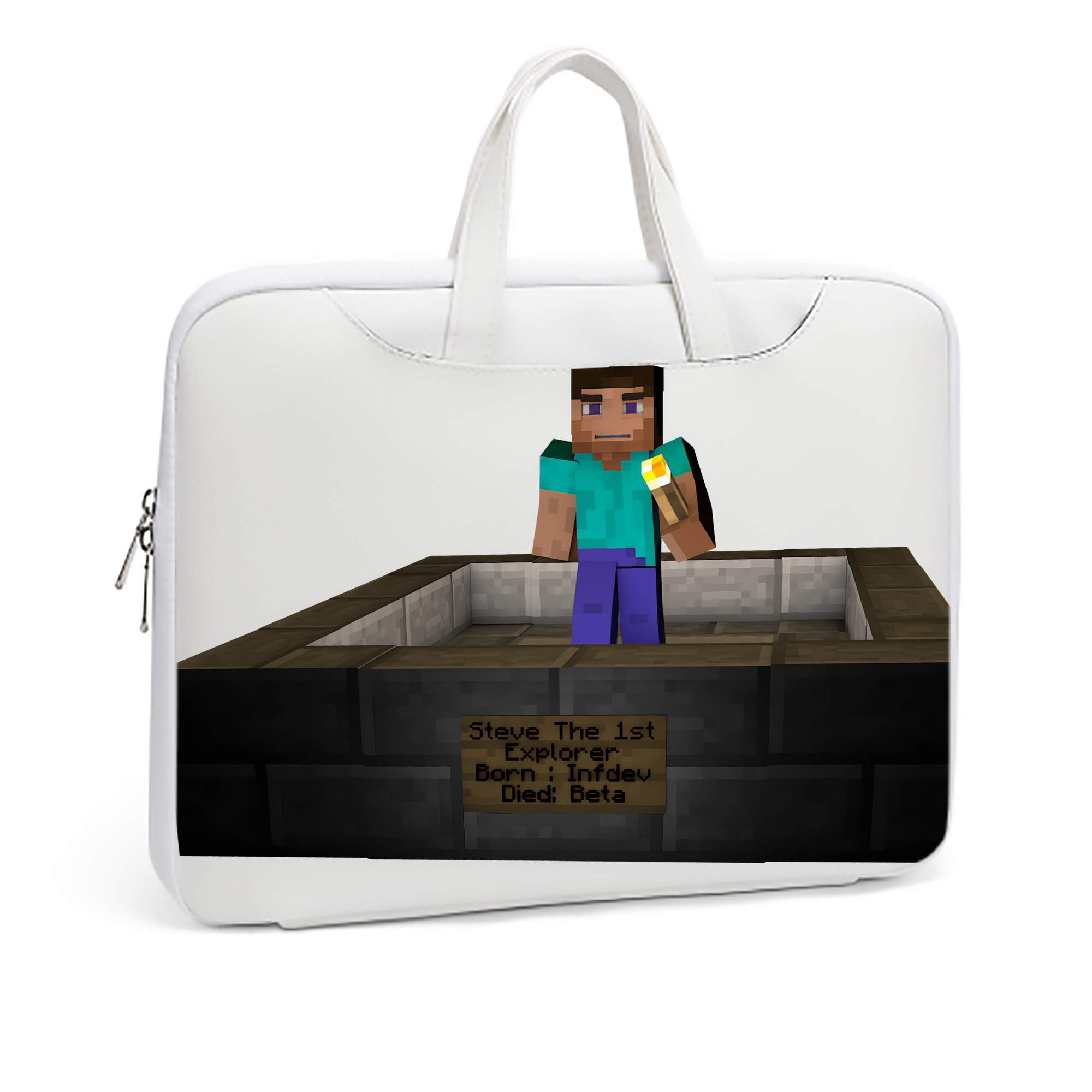 （画像用） マインクラフト ブロックの世界 Minecraft MC Block world レザーラップトップバッグ　ノートパソコンケース