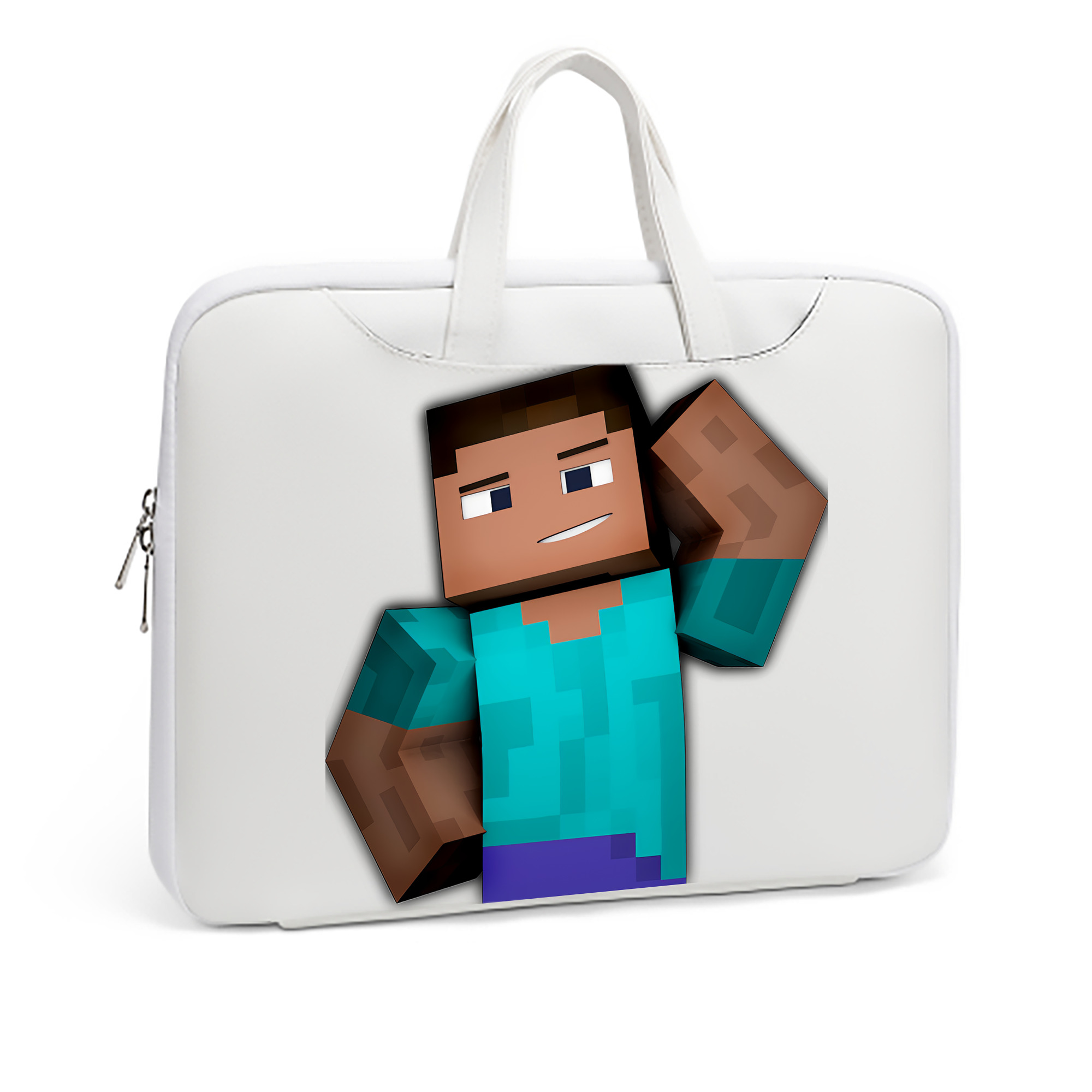 （画像用） マインクラフト ブロックの世界 Minecraft MC Block world レザーラップトップバッグ　ノートパソコンケース