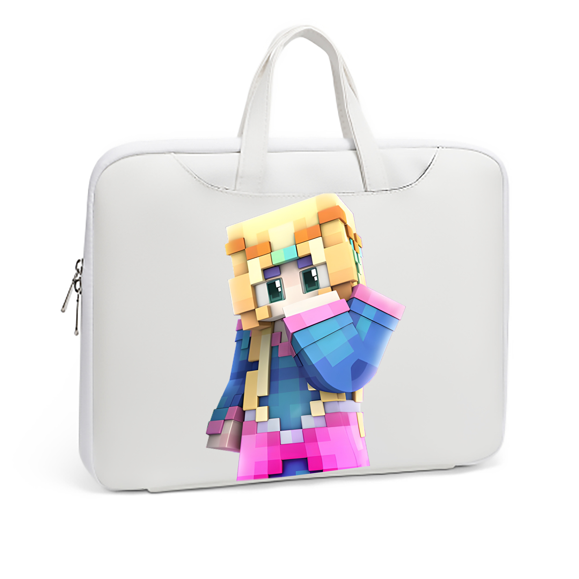 （画像用） マインクラフト ブロックの世界 Minecraft MC Block world レザーラップトップバッグ　ノートパソコンケース