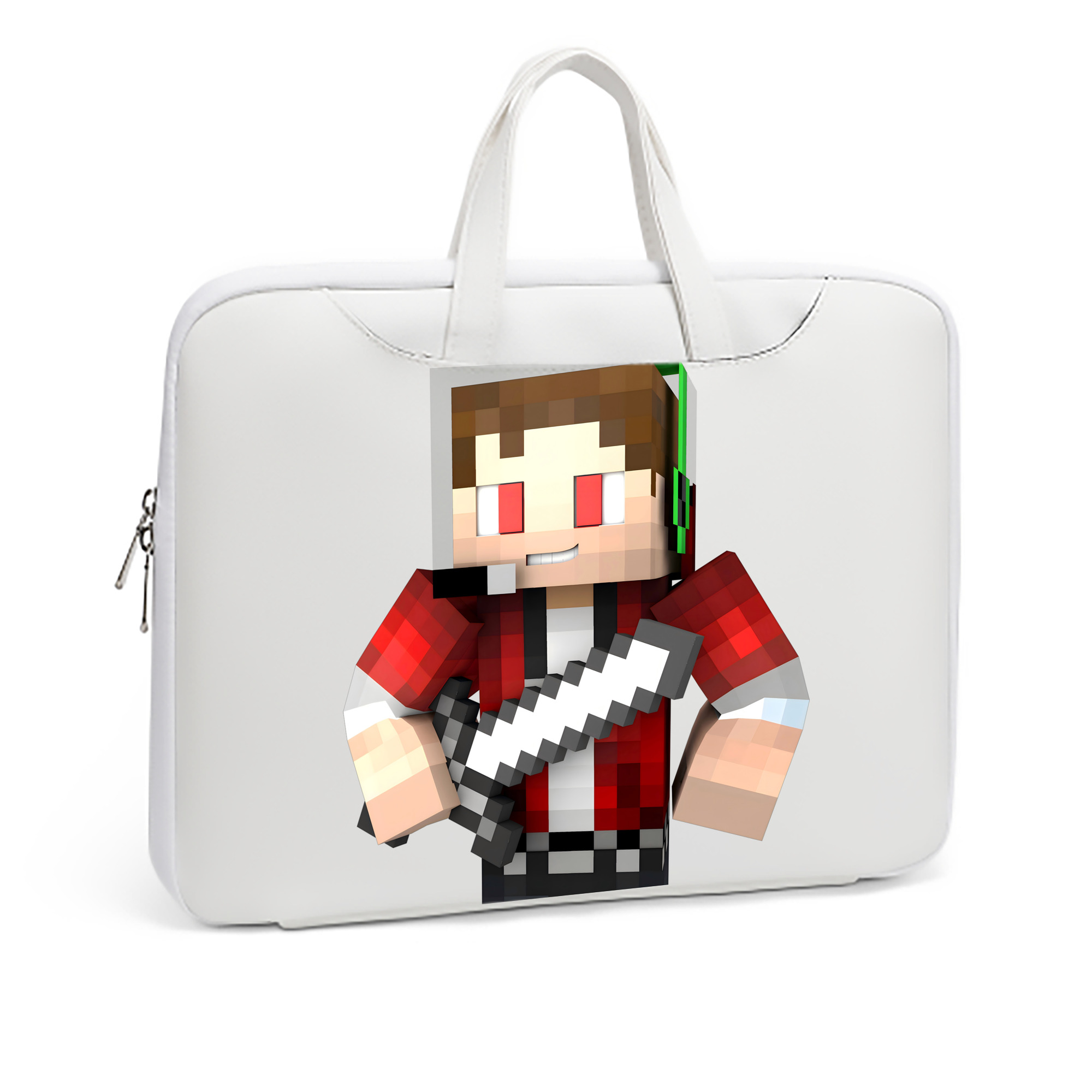 （画像用） マインクラフト ブロックの世界 Minecraft MC Block world レザーラップトップバッグ　ノートパソコンケース