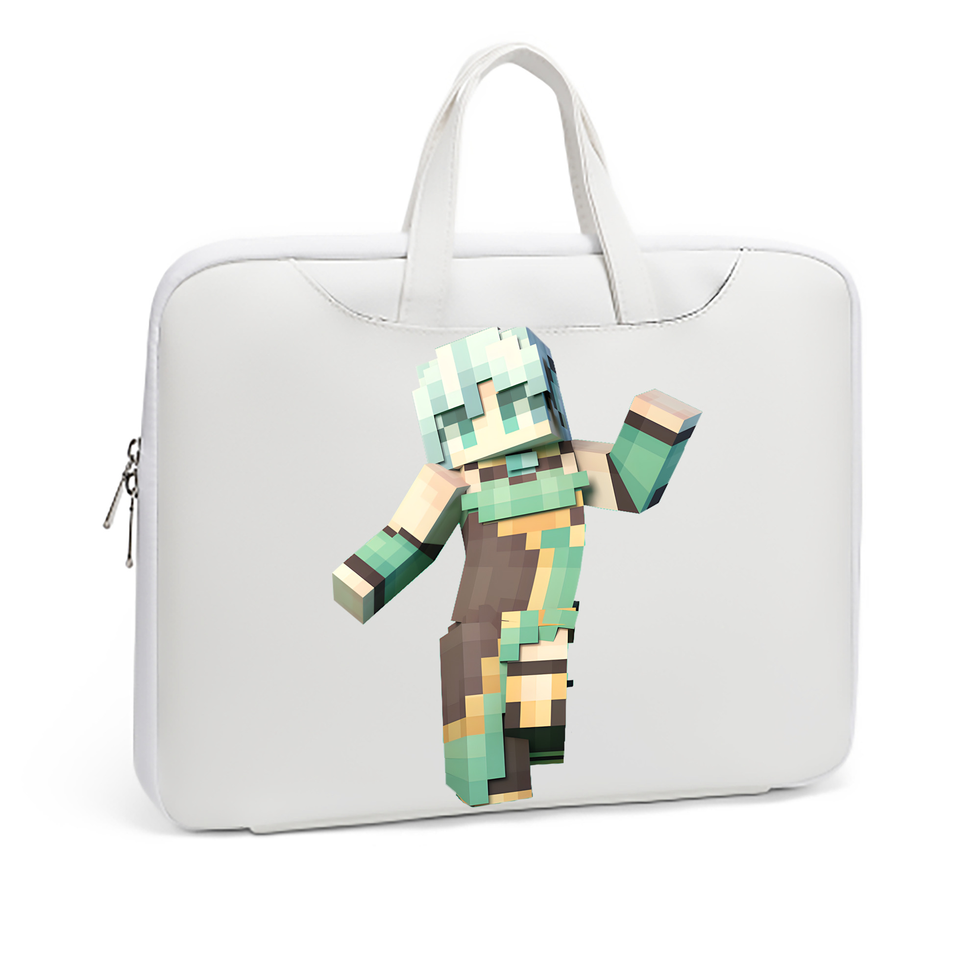 （画像用） マインクラフト ブロックの世界 Minecraft MC Block world レザーラップトップバッグ　ノートパソコンケース