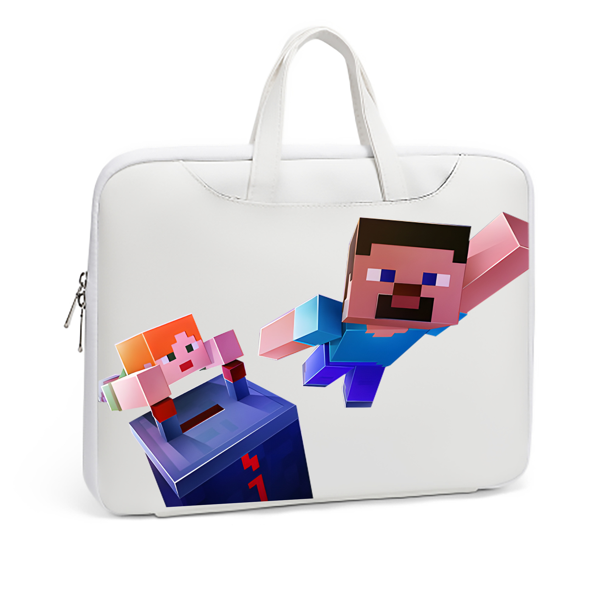 （画像用） マインクラフト ブロックの世界 Minecraft MC Block world レザーラップトップバッグ　ノートパソコンケース