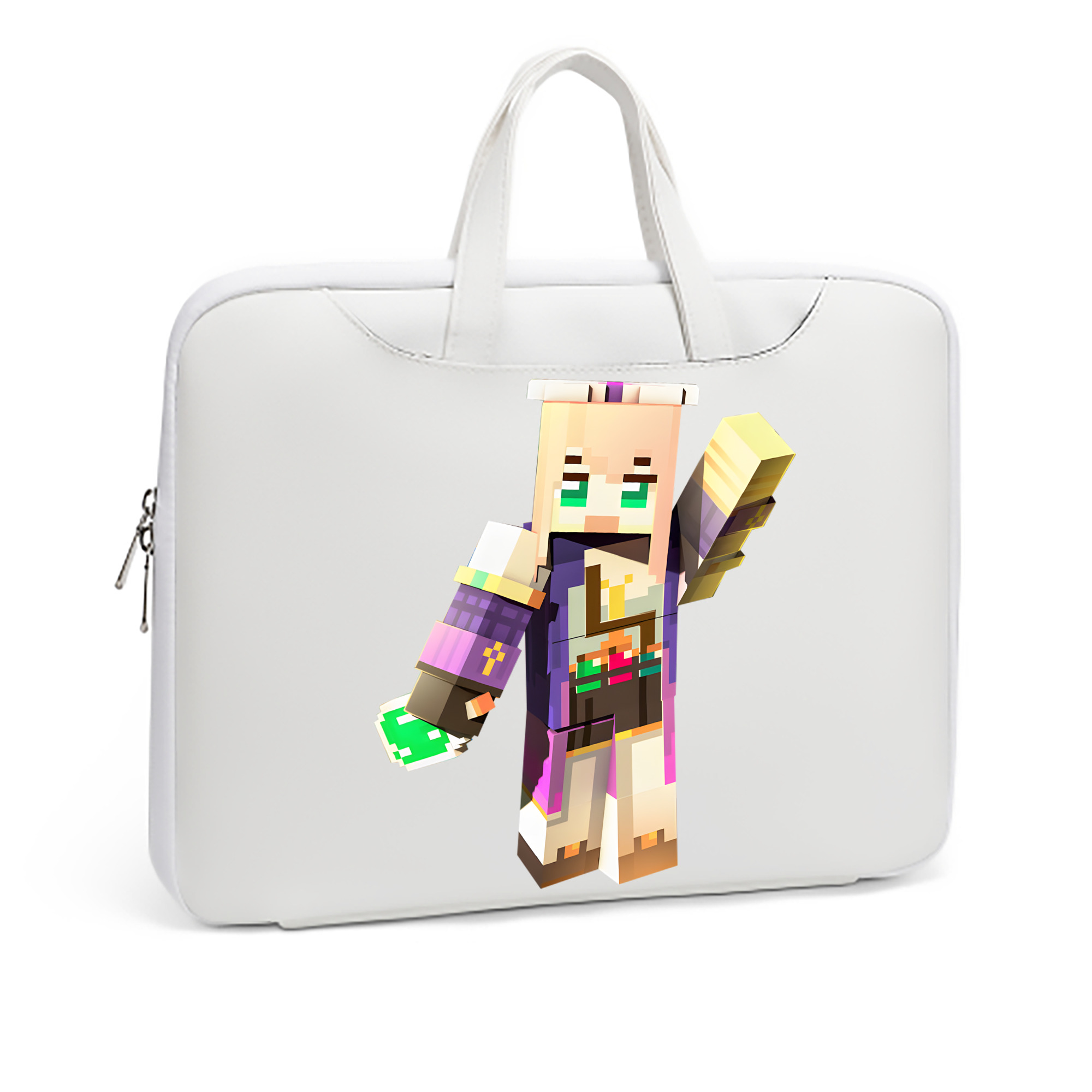 （画像用） マインクラフト ブロックの世界 Minecraft MC Block world レザーラップトップバッグ　ノートパソコンケース