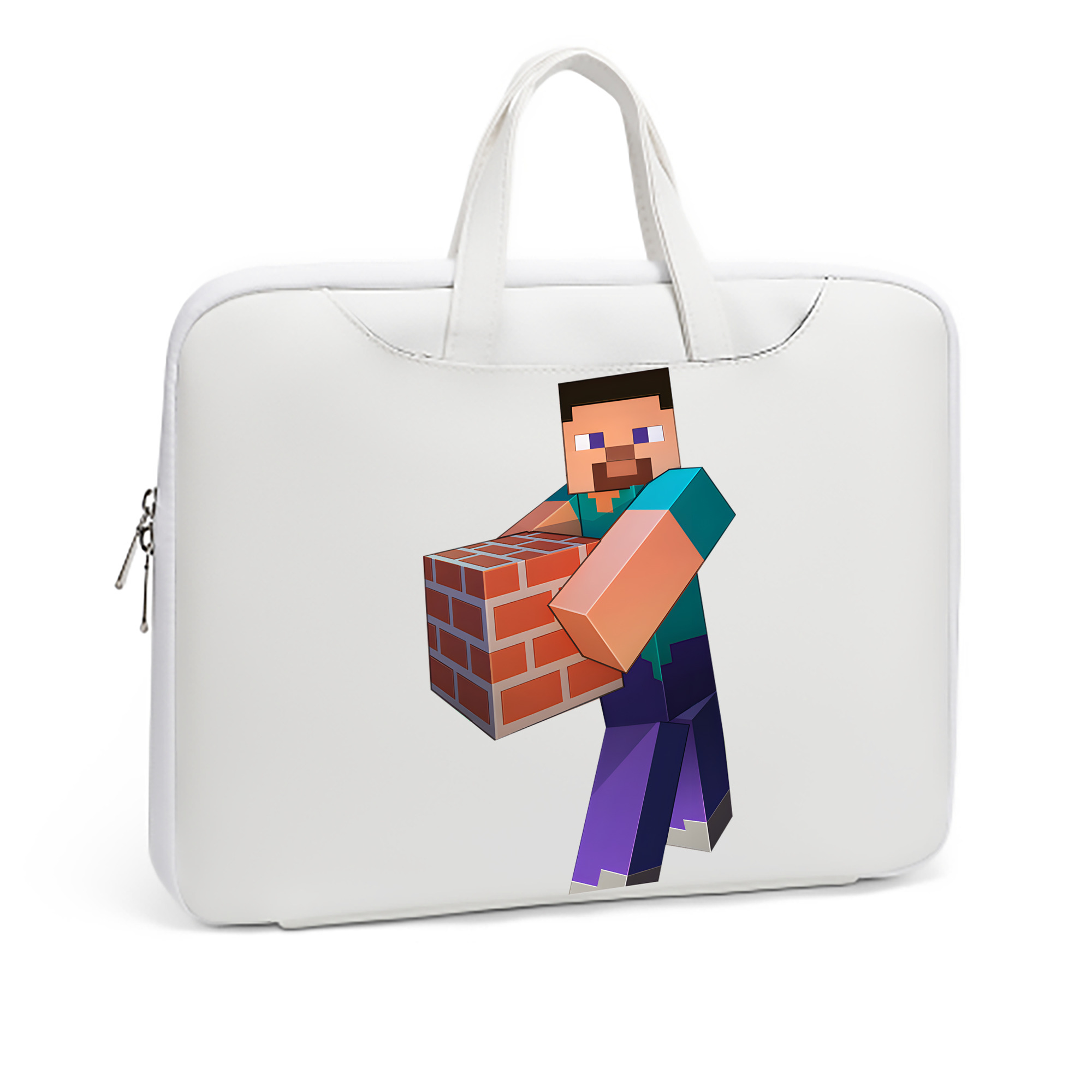 （画像用） マインクラフト ブロックの世界 Minecraft MC Block world レザーラップトップバッグ　ノートパソコンケース