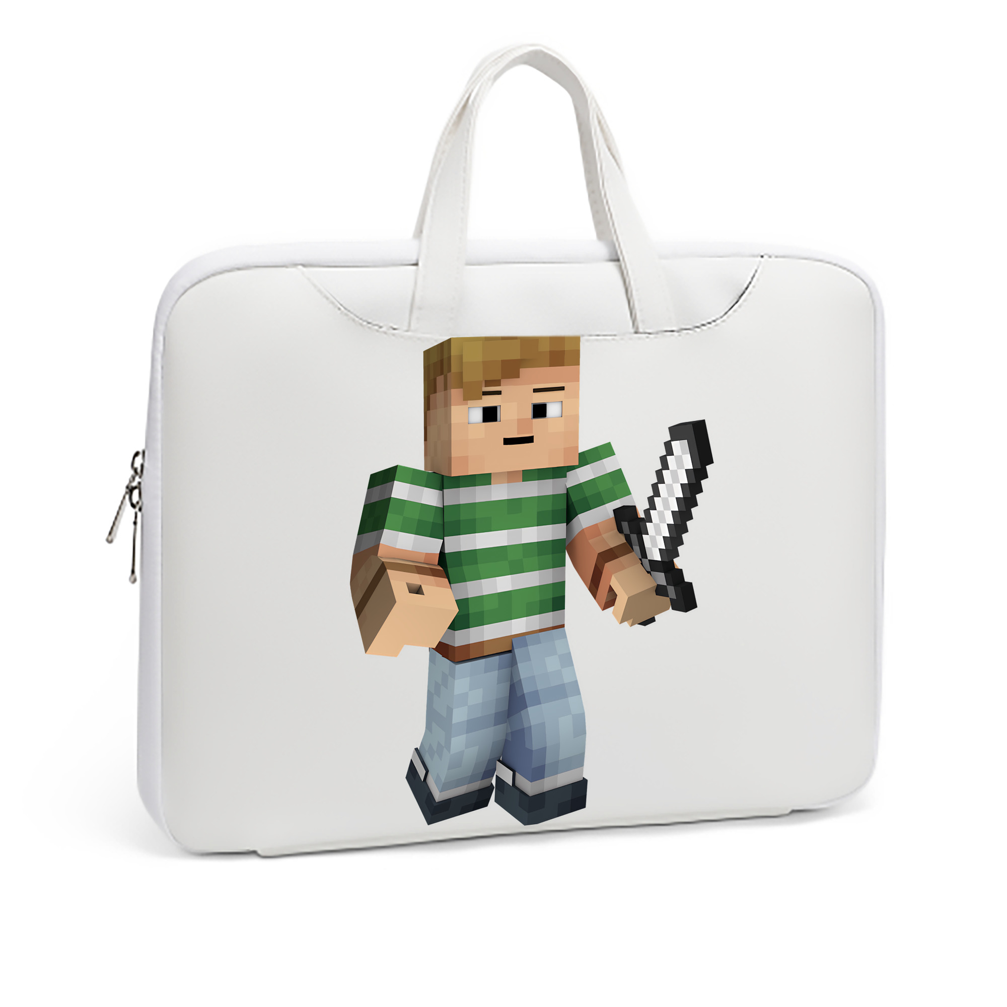 （画像用） マインクラフト ブロックの世界 Minecraft MC Block world レザーラップトップバッグ　ノートパソコンケース