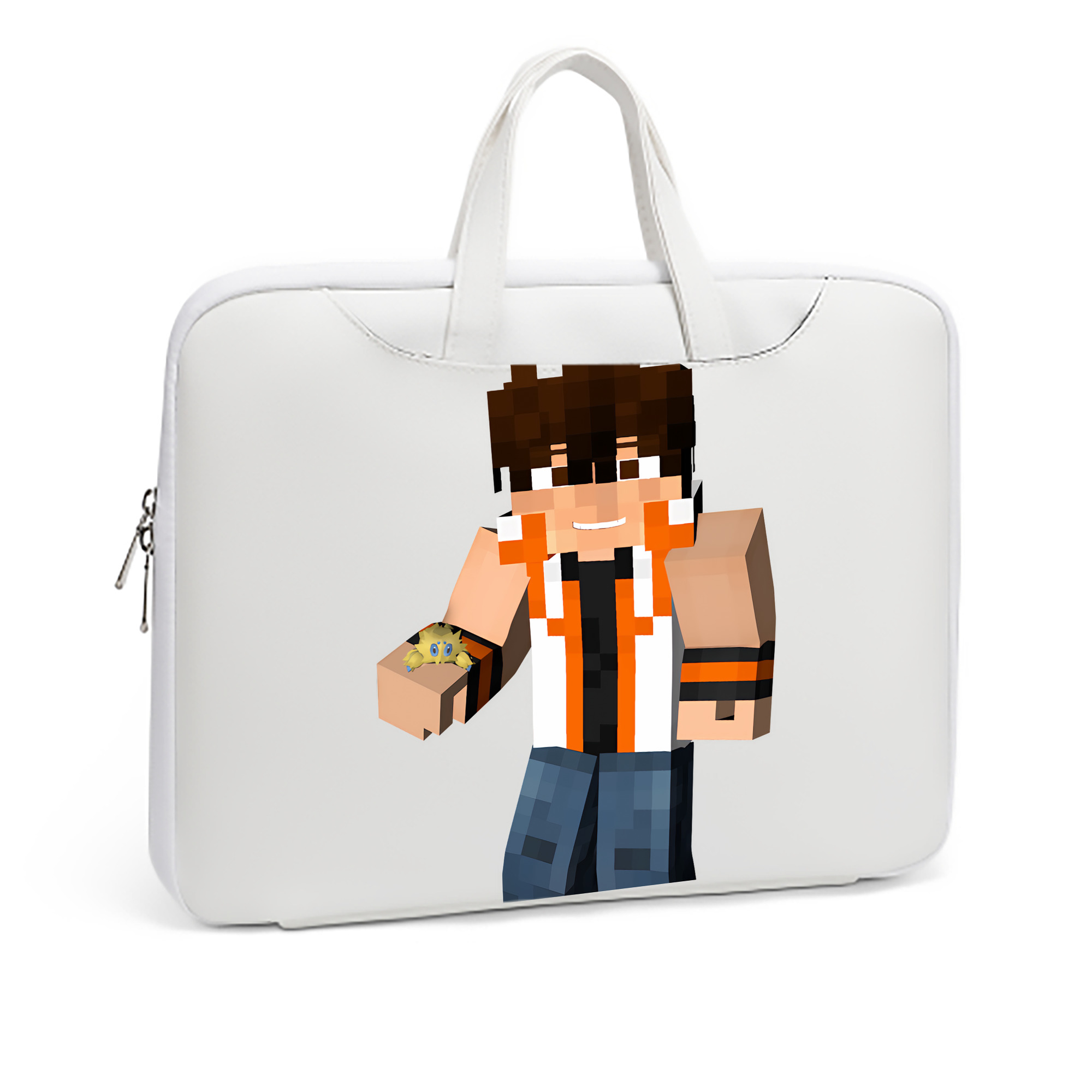 （画像用） マインクラフト ブロックの世界 Minecraft MC Block world レザーラップトップバッグ　ノートパソコンケース