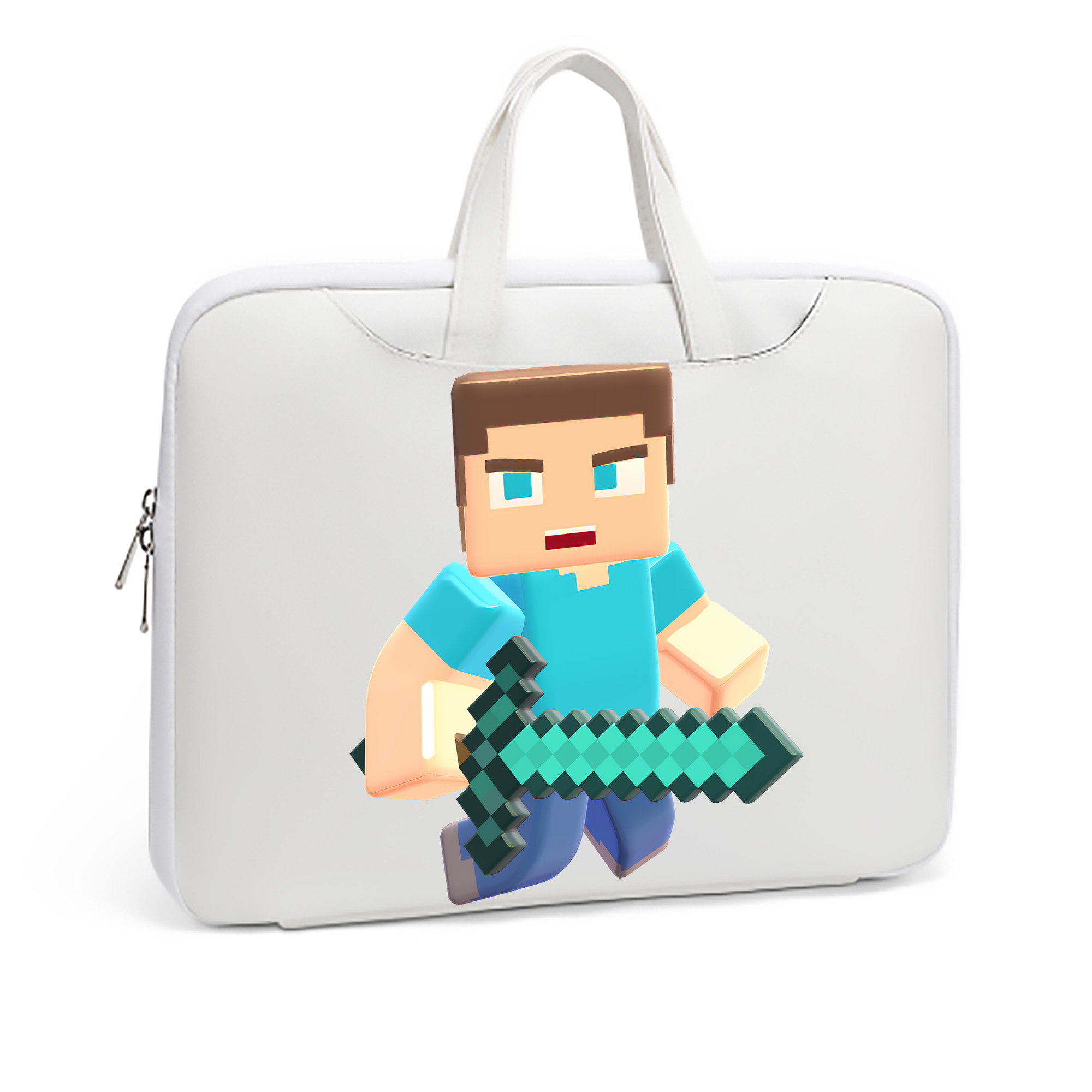 （画像用） マインクラフト ブロックの世界 Minecraft MC Block world レザーラップトップバッグ　ノートパソコンケース