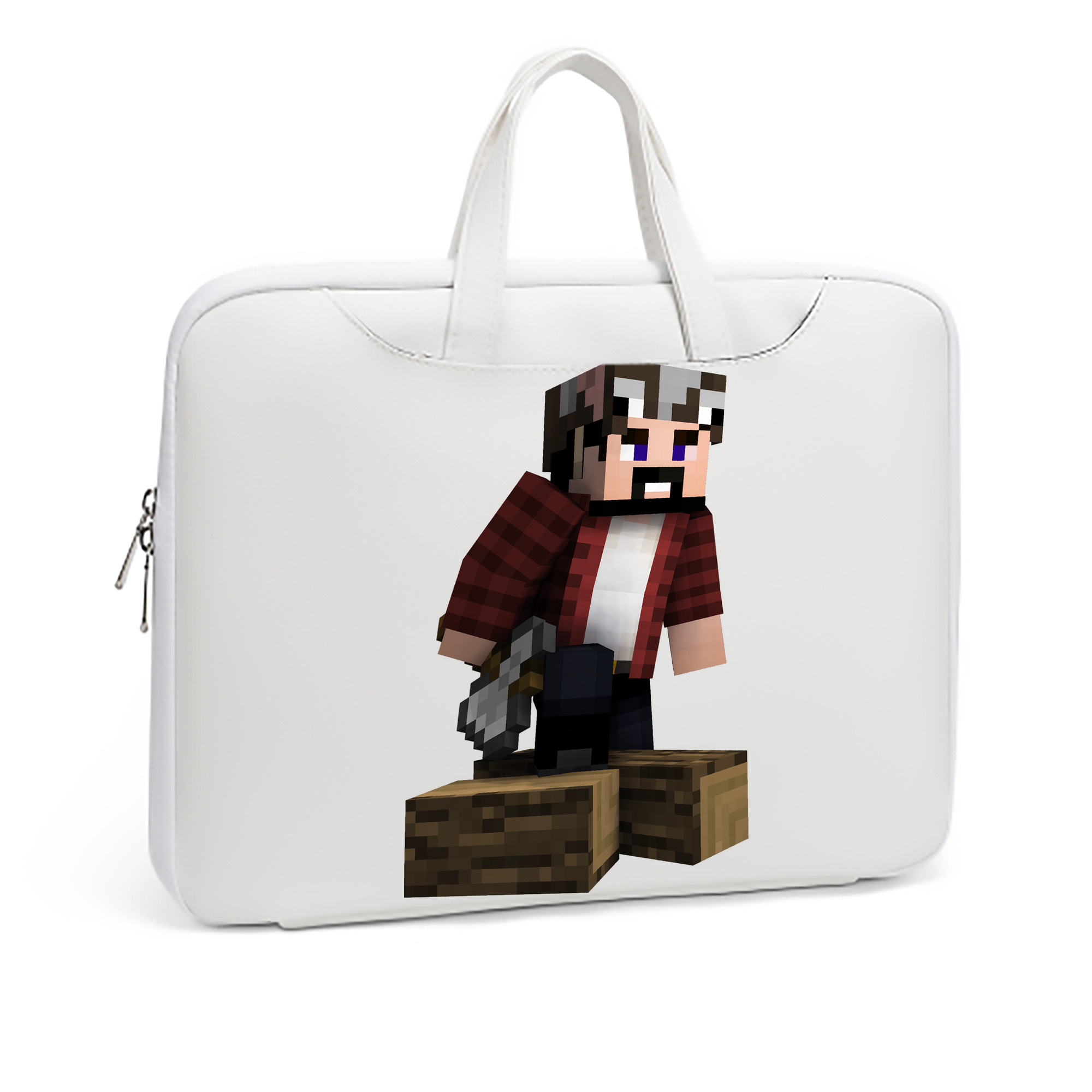 （画像用） マインクラフト ブロックの世界 Minecraft MC Block world レザーラップトップバッグ　ノートパソコンケース
