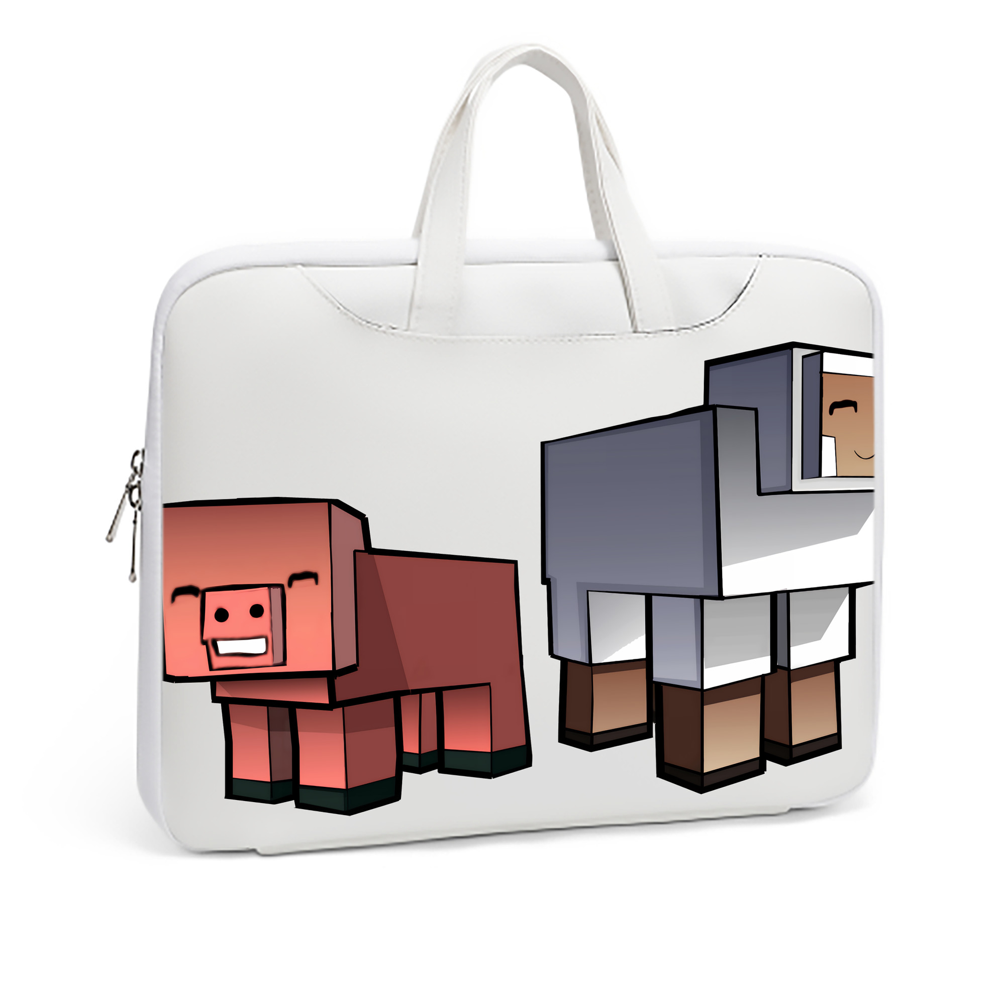 （画像用） マインクラフト ブロックの世界 Minecraft MC Block world レザーラップトップバッグ　ノートパソコンケース