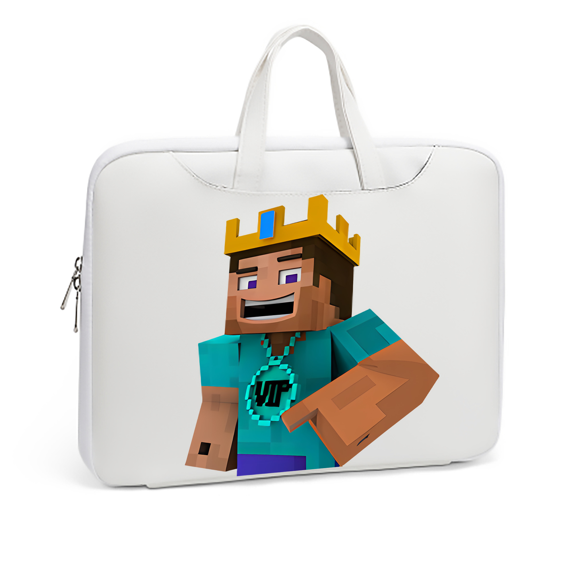 （画像用） マインクラフト ブロックの世界 Minecraft MC Block world レザーラップトップバッグ　ノートパソコンケース