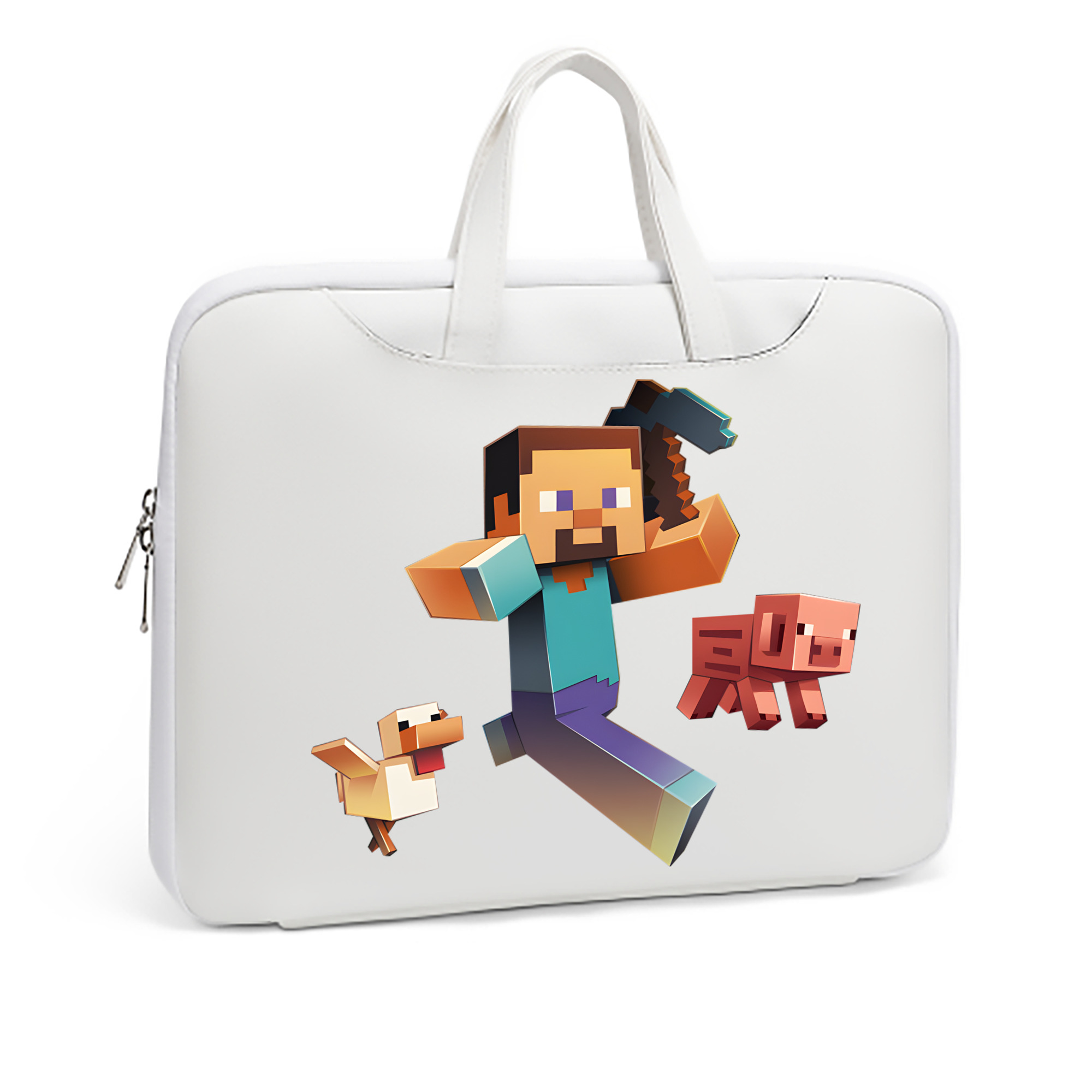 （画像用） マインクラフト ブロックの世界 Minecraft MC Block world レザーラップトップバッグ　ノートパソコンケース