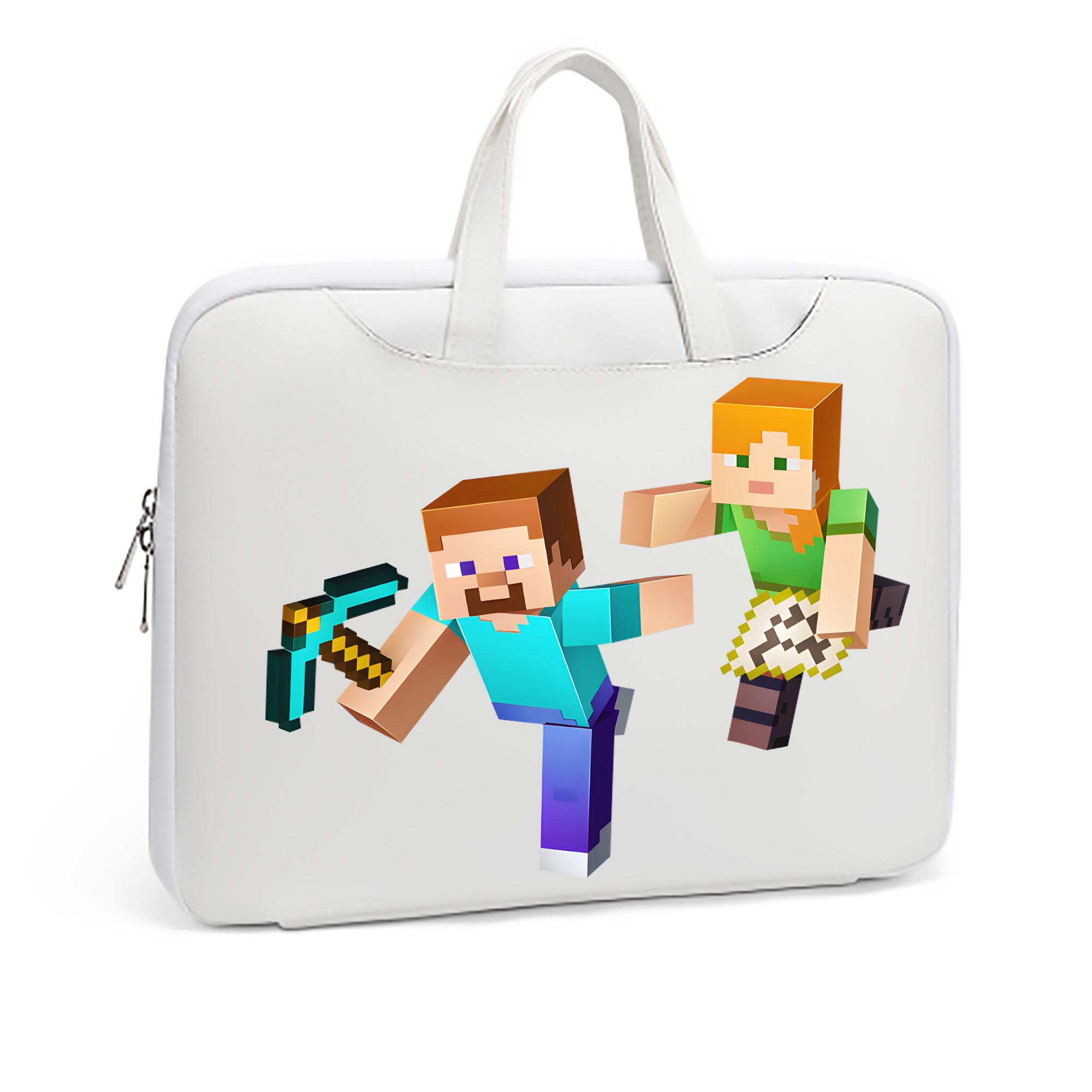 （画像用） マインクラフト ブロックの世界 Minecraft MC Block world レザーラップトップバッグ　ノートパソコンケース