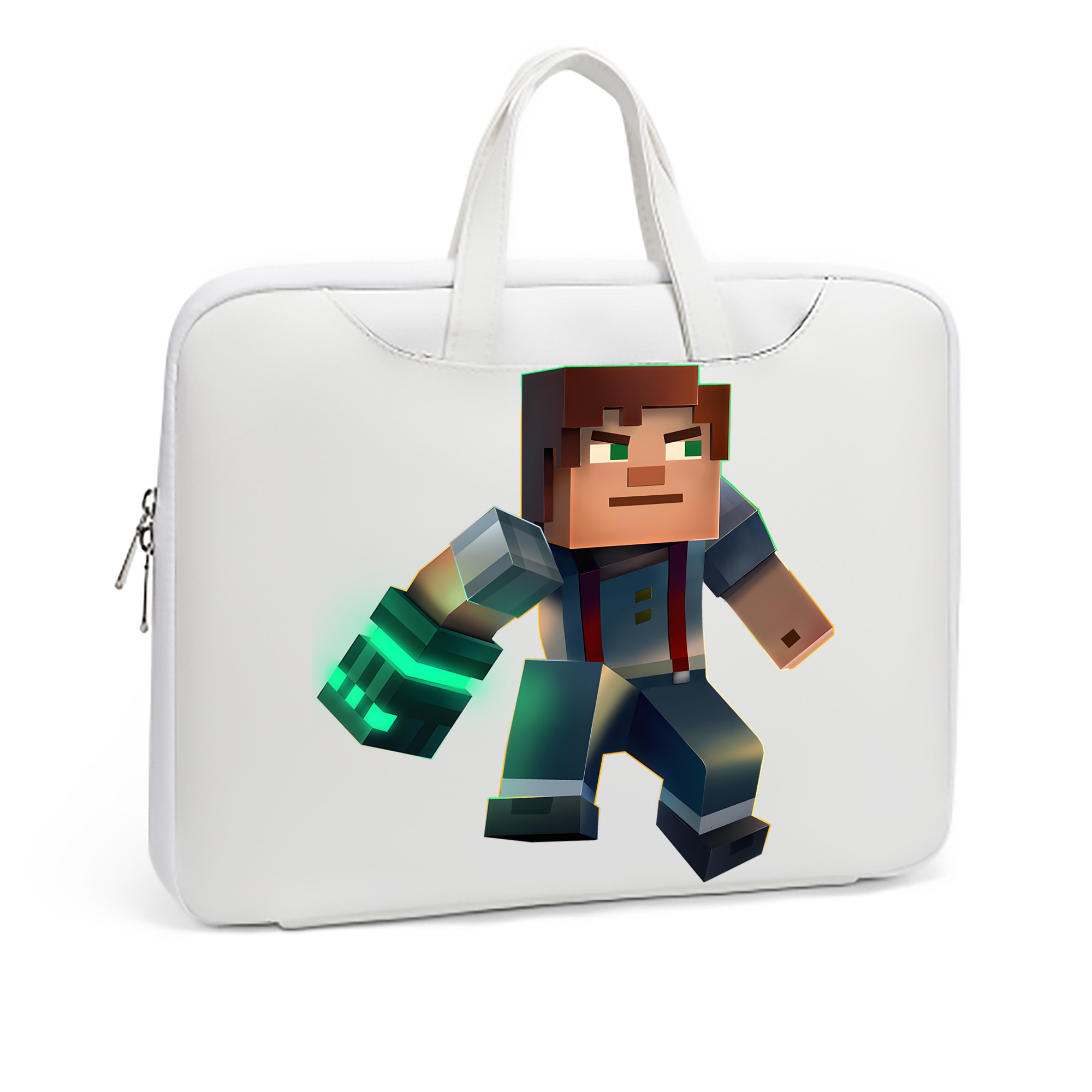 （画像用） マインクラフト ブロックの世界 Minecraft MC Block world レザーラップトップバッグ　ノートパソコンケース