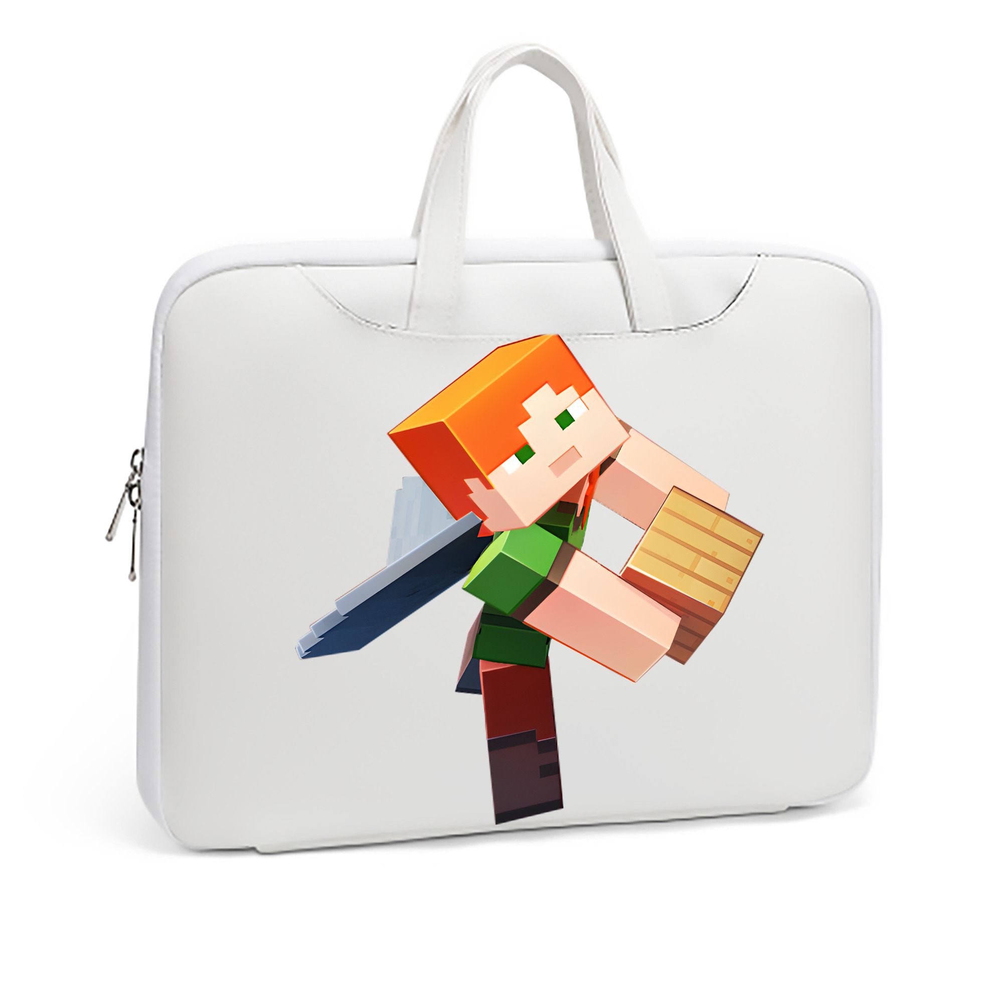 （画像用） マインクラフト ブロックの世界 Minecraft MC Block world レザーラップトップバッグ　ノートパソコンケース