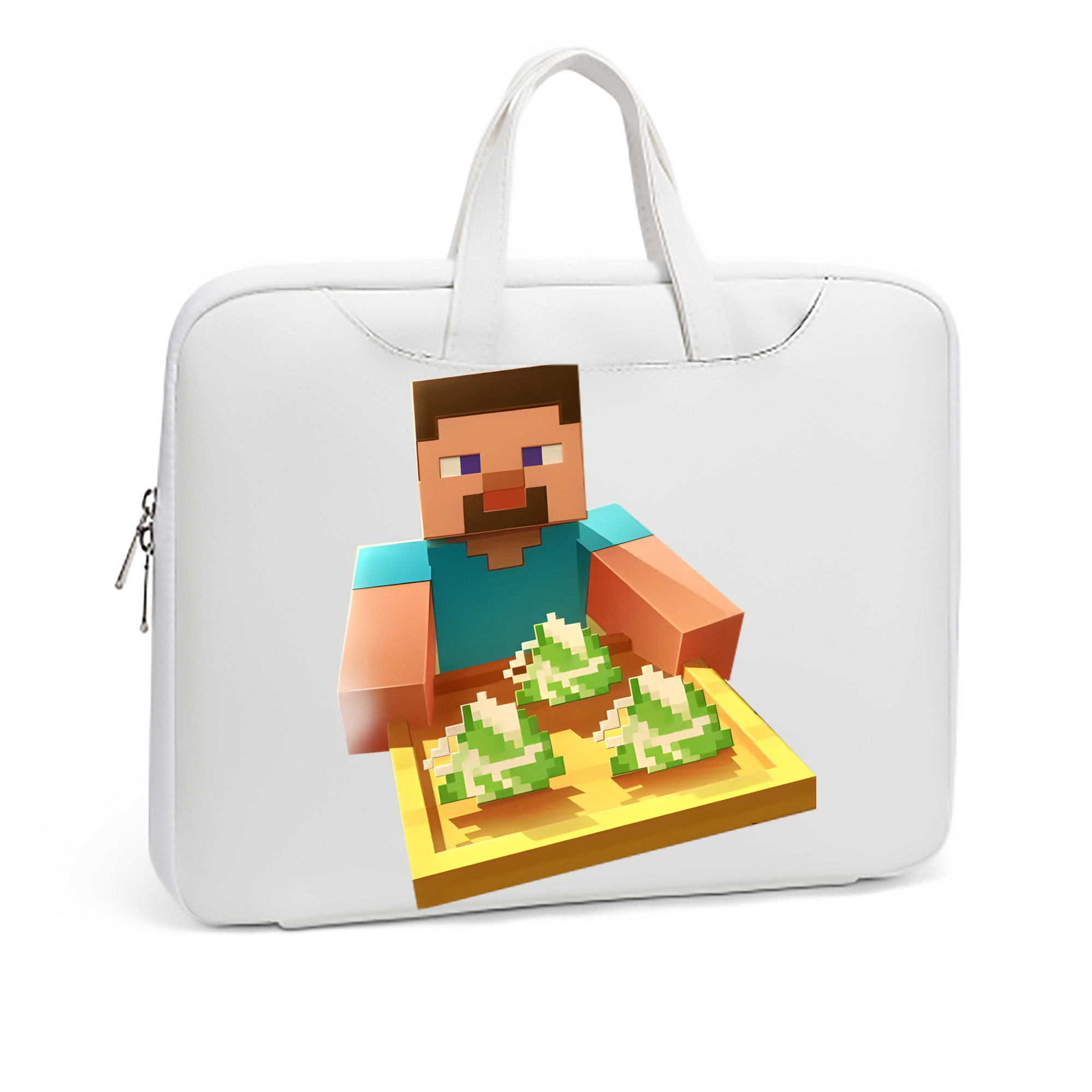 （画像用） マインクラフト ブロックの世界 Minecraft MC Block world レザーラップトップバッグ　ノートパソコンケース