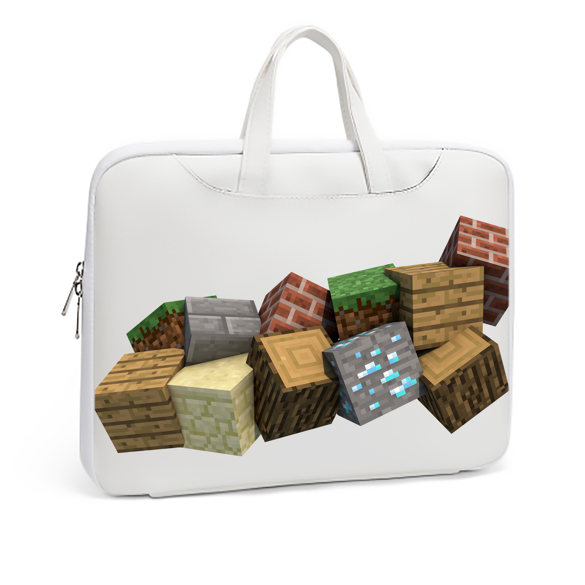（画像用） マインクラフト ブロックの世界 Minecraft MC Block world レザーラップトップバッグ　ノートパソコンケース