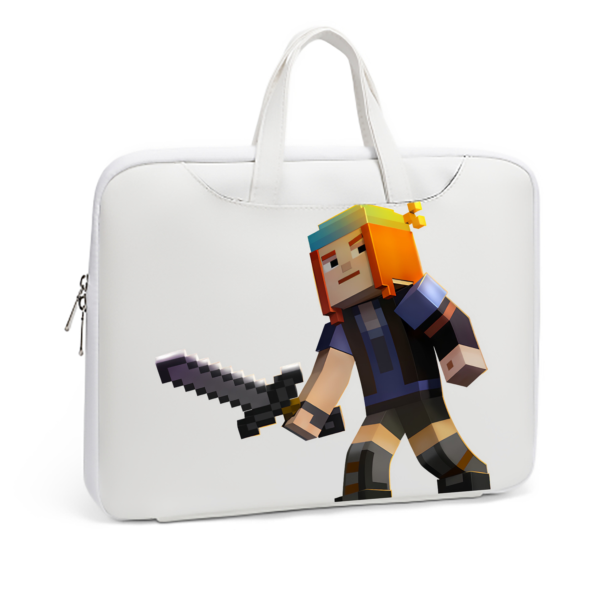 （画像用） マインクラフト ブロックの世界 Minecraft MC Block world レザーラップトップバッグ　ノートパソコンケース