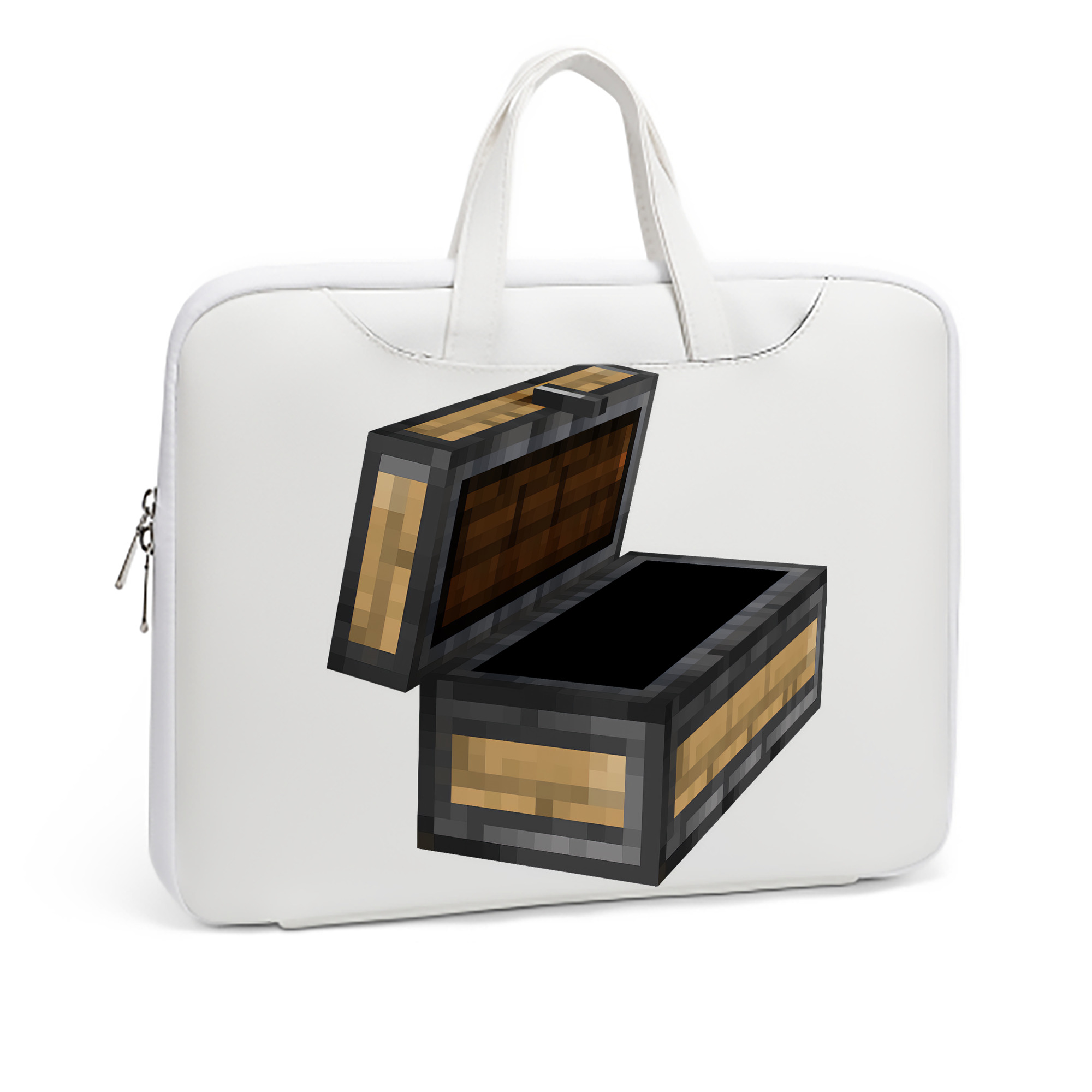 （画像用） マインクラフト ブロックの世界 Minecraft MC Block world レザーラップトップバッグ　ノートパソコンケース
