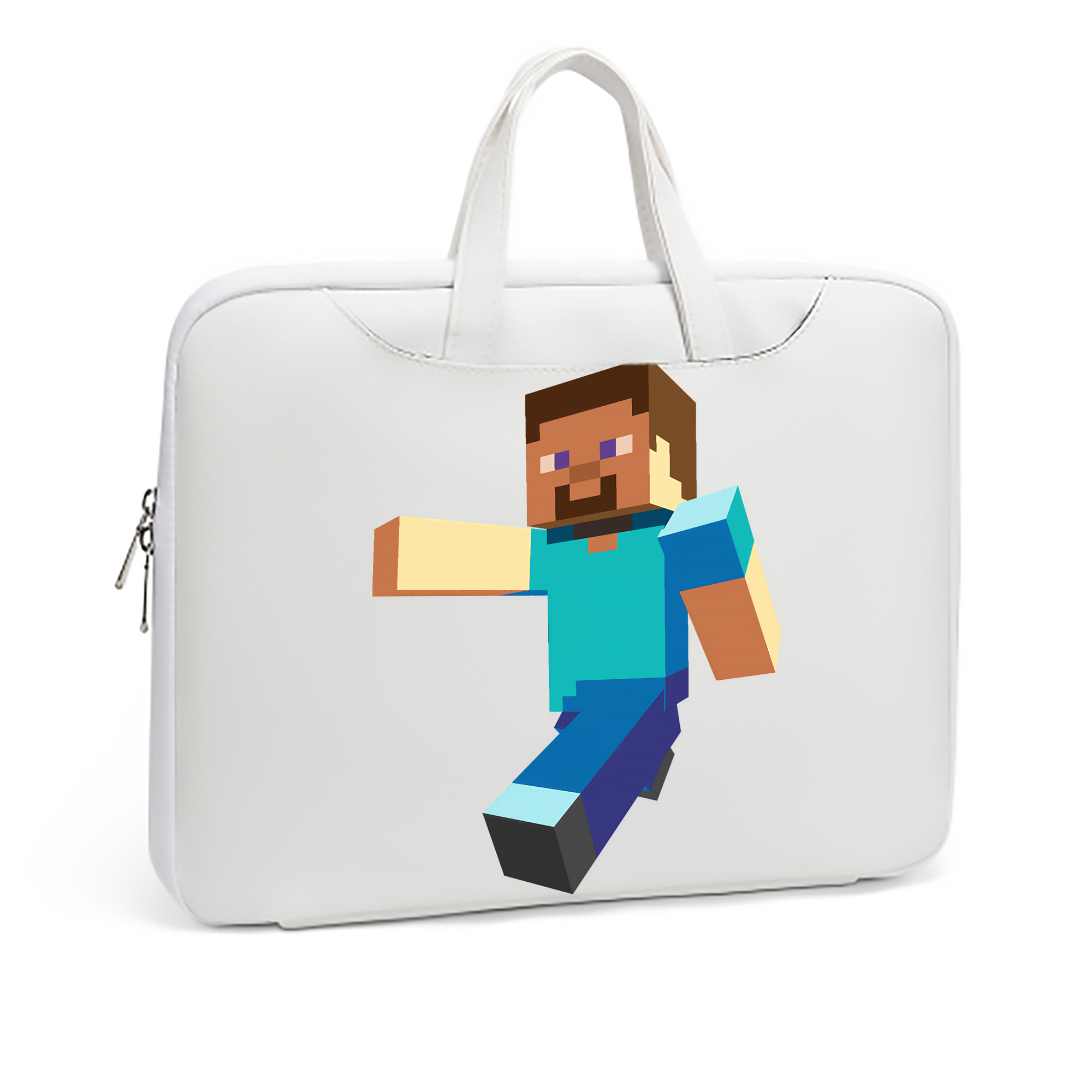 （画像用） マインクラフト ブロックの世界 Minecraft MC Block world レザーラップトップバッグ　ノートパソコンケース