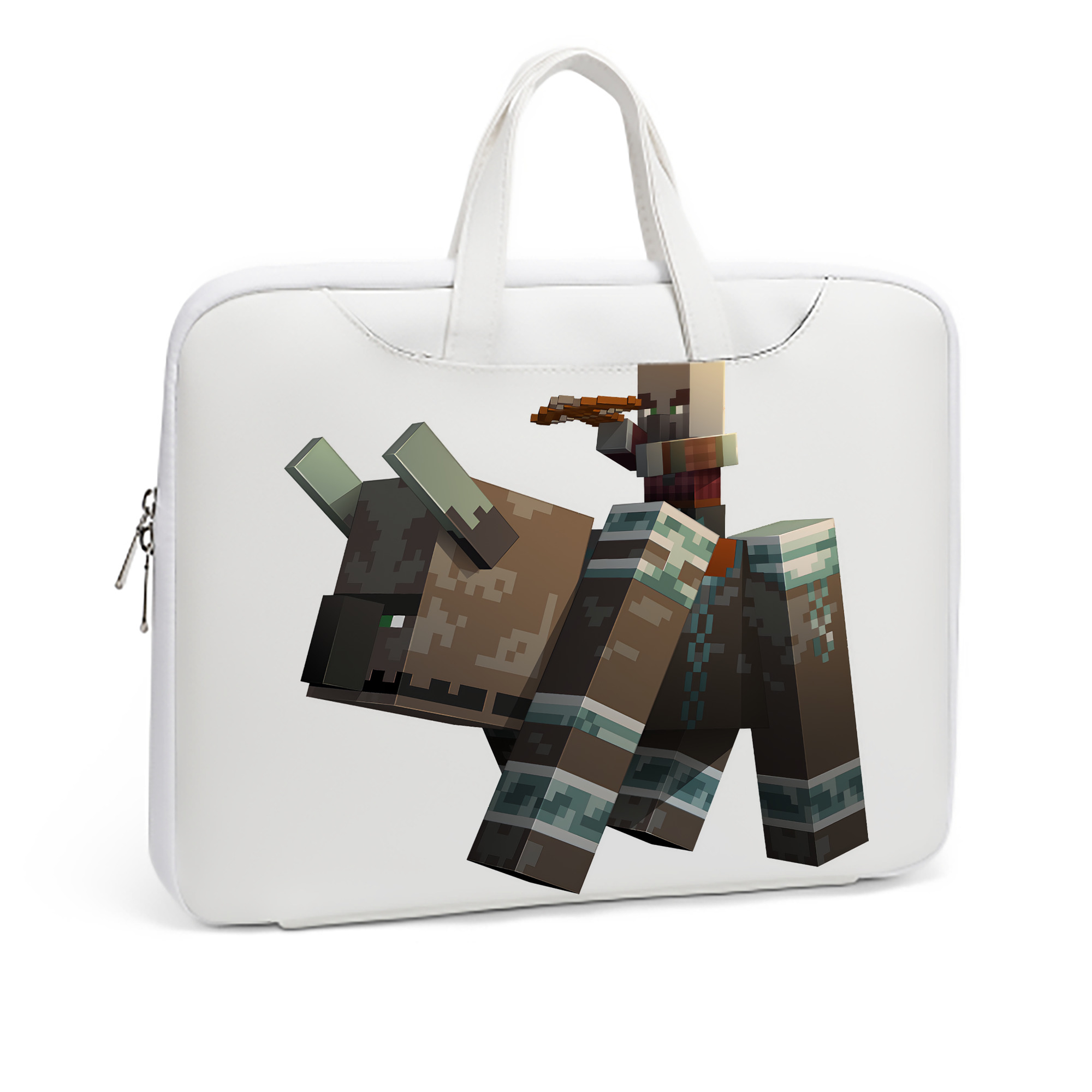 （画像用） マインクラフト ブロックの世界 Minecraft MC Block world レザーラップトップバッグ　ノートパソコンケース