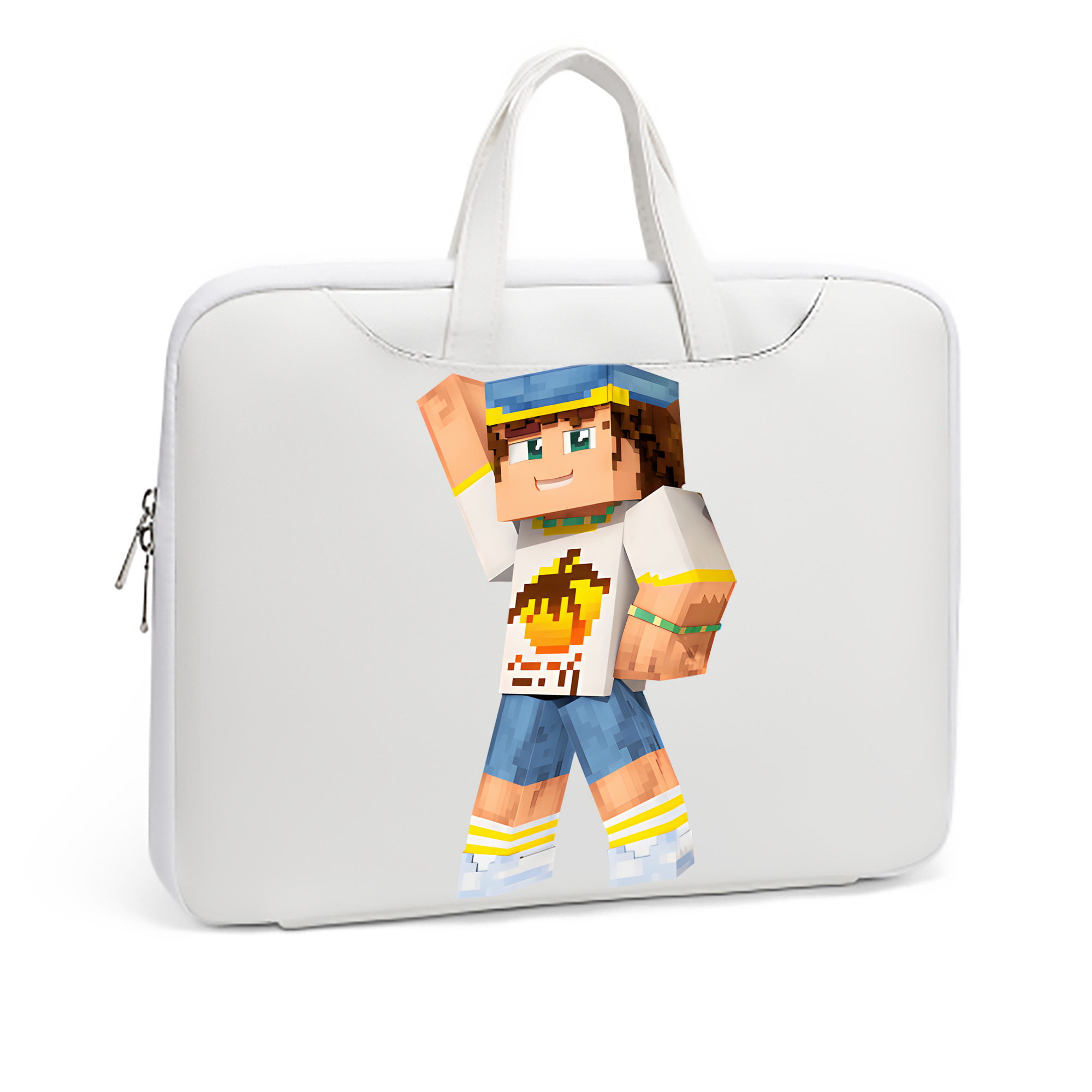 （画像用） マインクラフト ブロックの世界 Minecraft MC Block world レザーラップトップバッグ　ノートパソコンケース