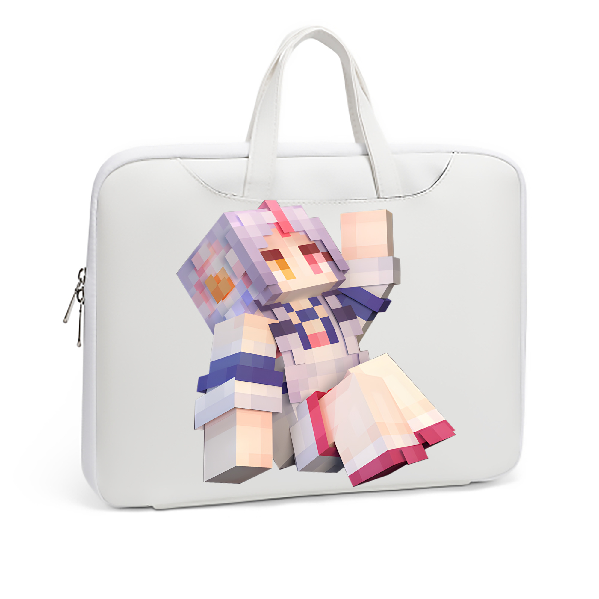 （画像用） マインクラフト ブロックの世界 Minecraft MC Block world レザーラップトップバッグ　ノートパソコンケース