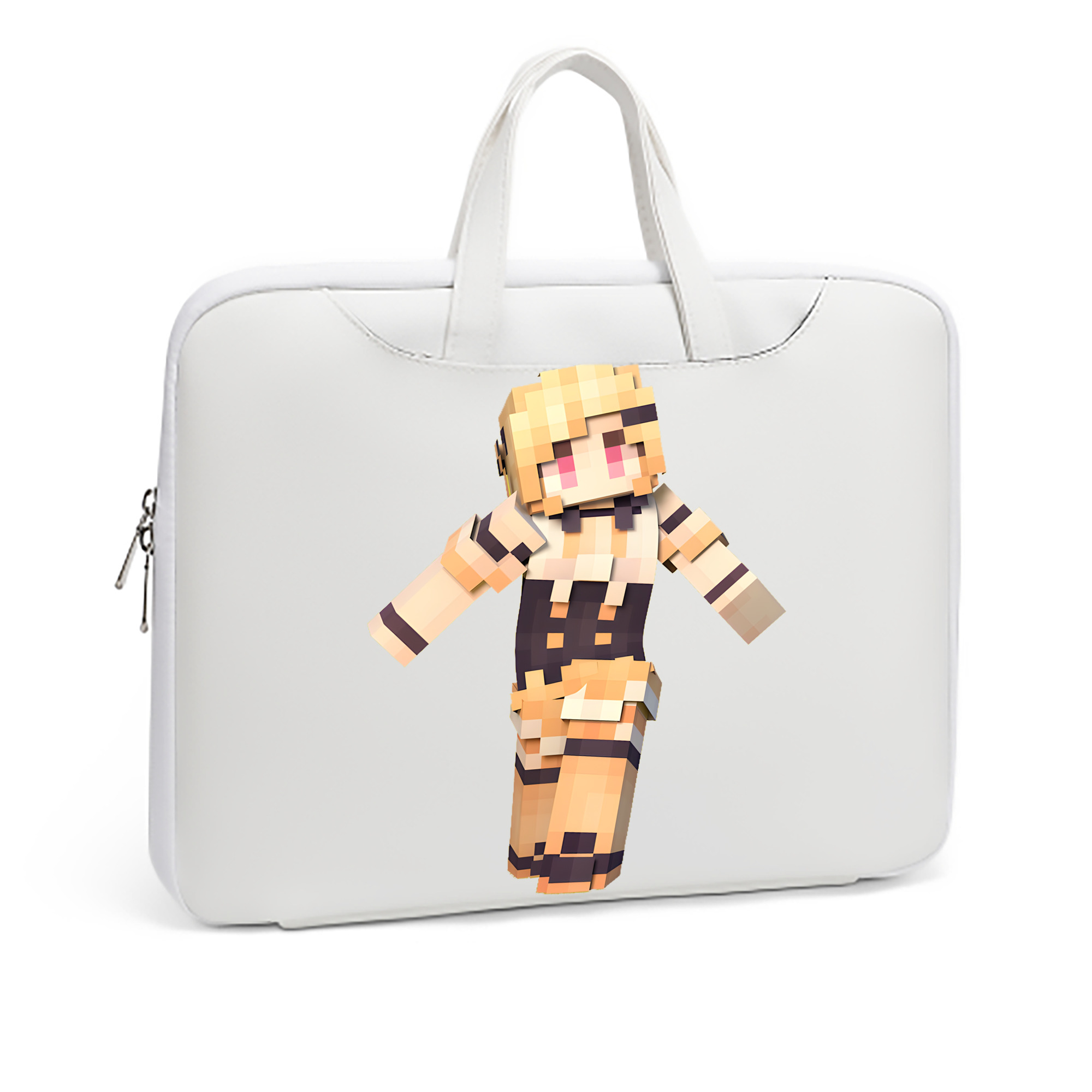 （画像用） マインクラフト ブロックの世界 Minecraft MC Block world レザーラップトップバッグ　ノートパソコンケース