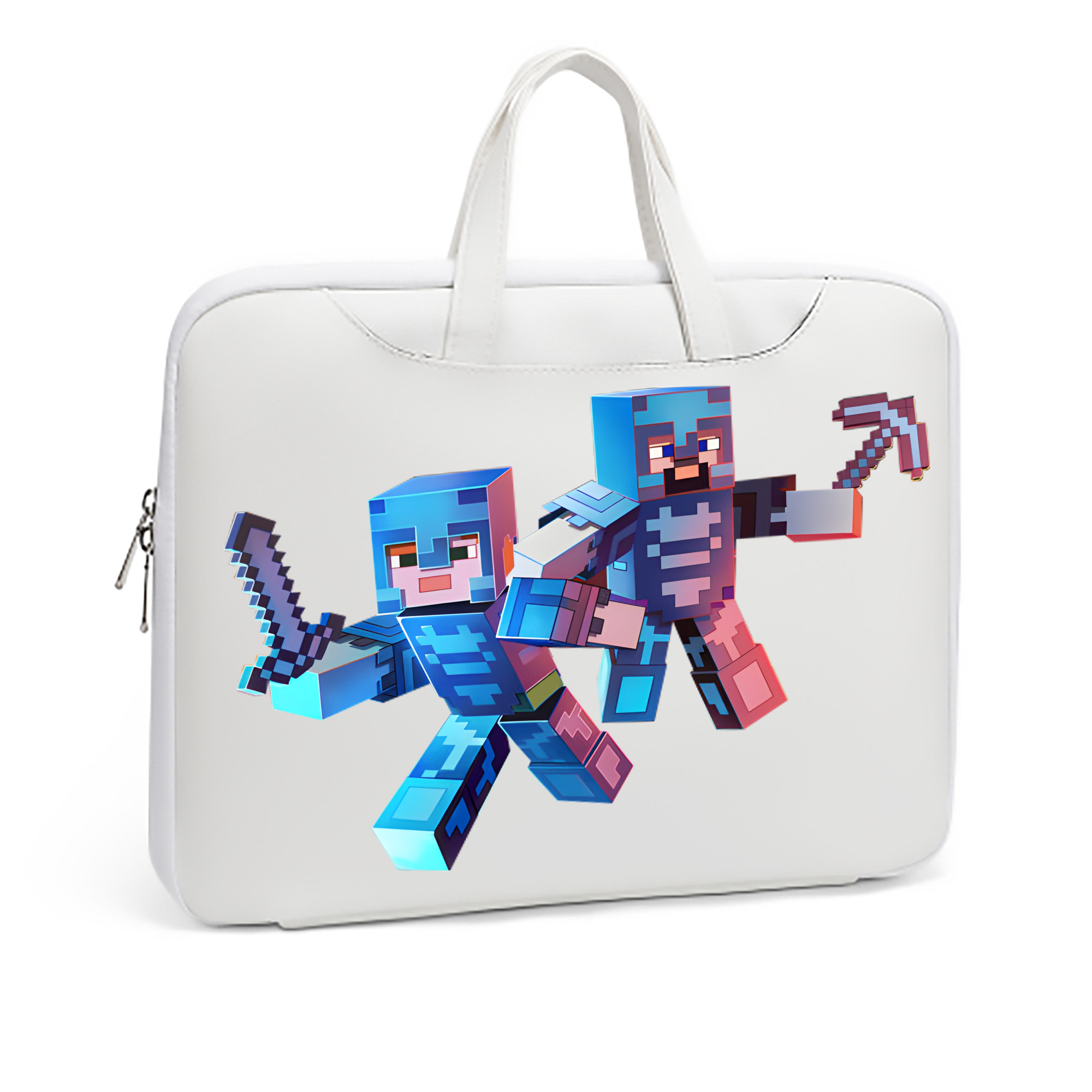 （画像用） マインクラフト ブロックの世界 Minecraft MC Block world レザーラップトップバッグ　ノートパソコンケース