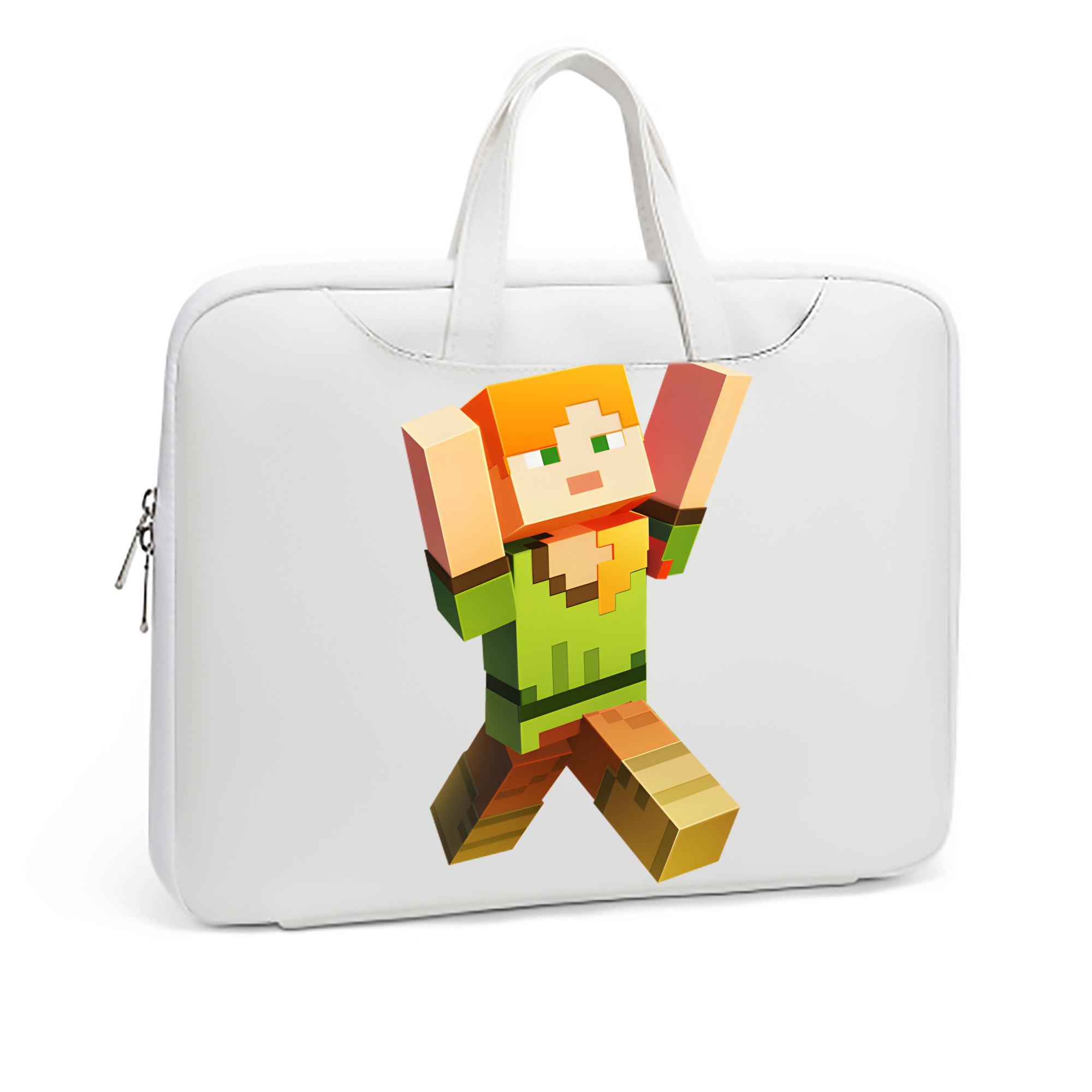 （画像用） マインクラフト ブロックの世界 Minecraft MC Block world レザーラップトップバッグ　ノートパソコンケース