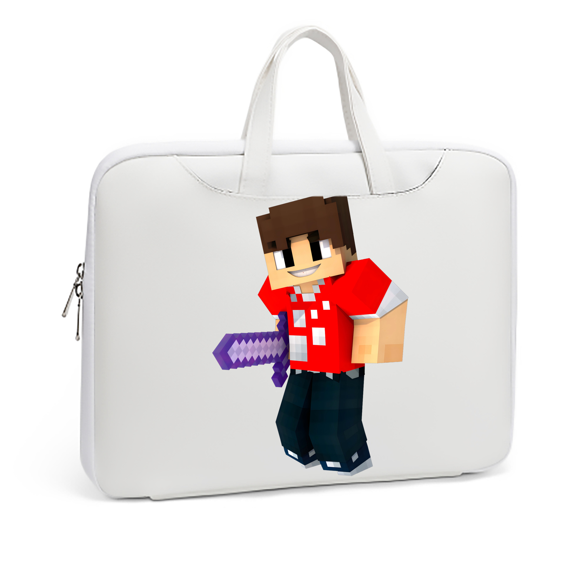 （画像用） マインクラフト ブロックの世界 Minecraft MC Block world レザーラップトップバッグ　ノートパソコンケース