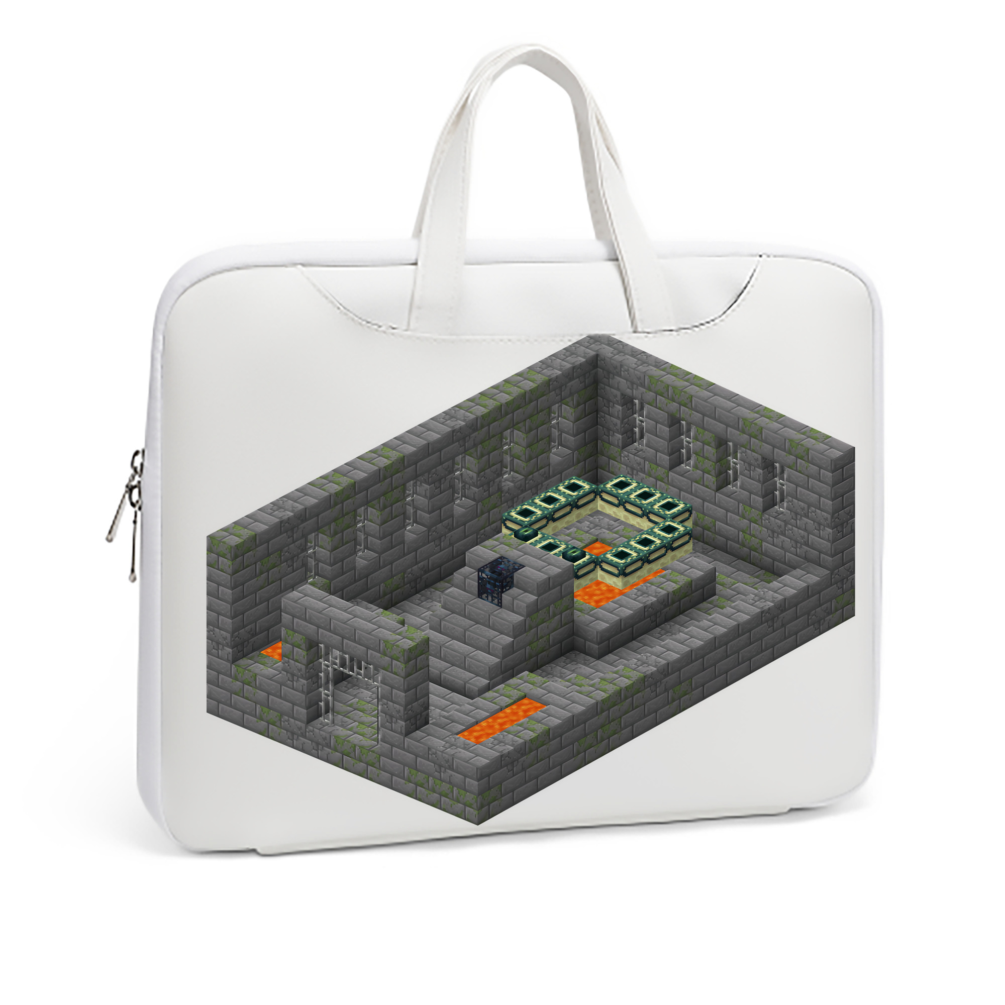 （画像用） マインクラフト ブロックの世界 Minecraft MC Block world レザーラップトップバッグ　ノートパソコンケース
