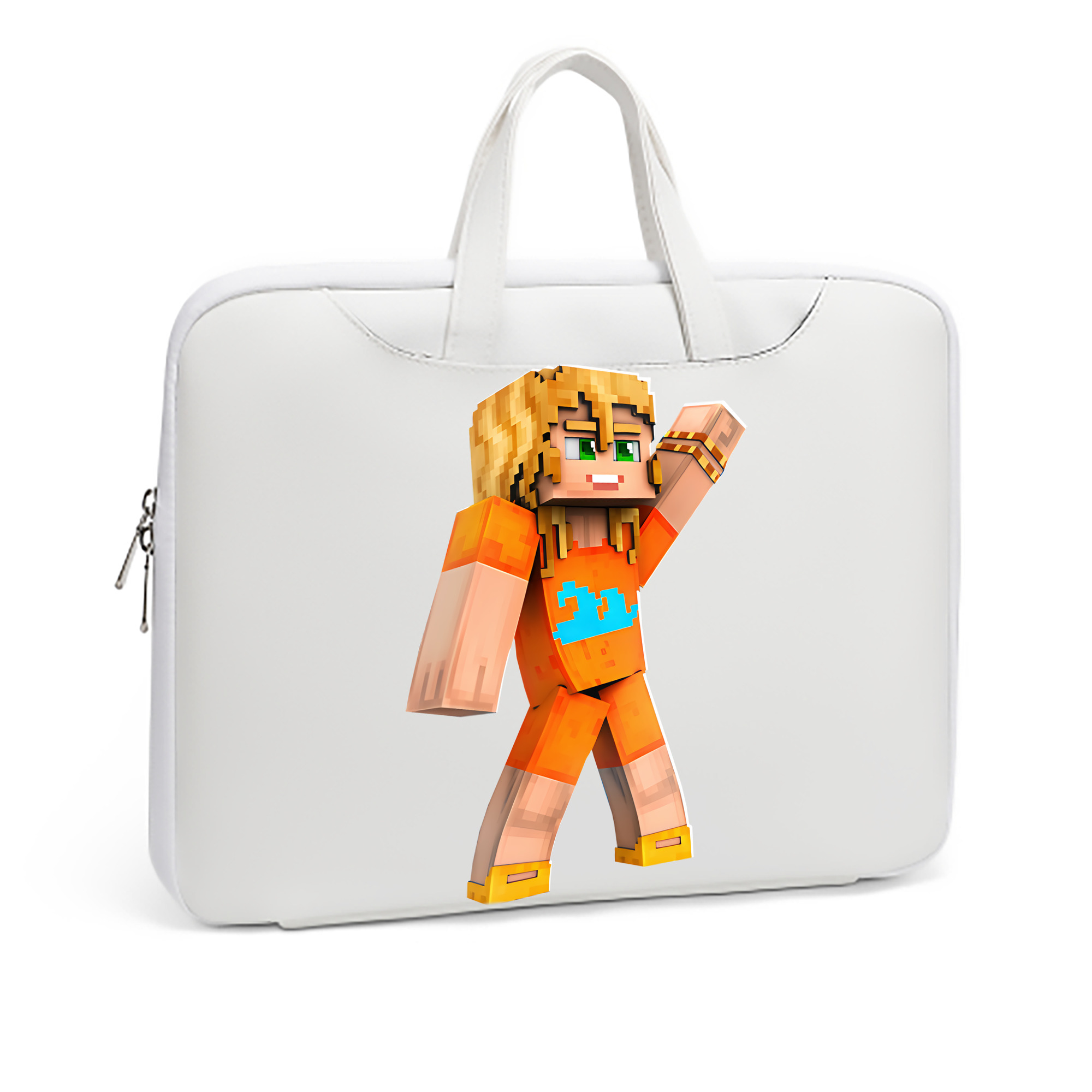 （画像用） マインクラフト ブロックの世界 Minecraft MC Block world レザーラップトップバッグ　ノートパソコンケース