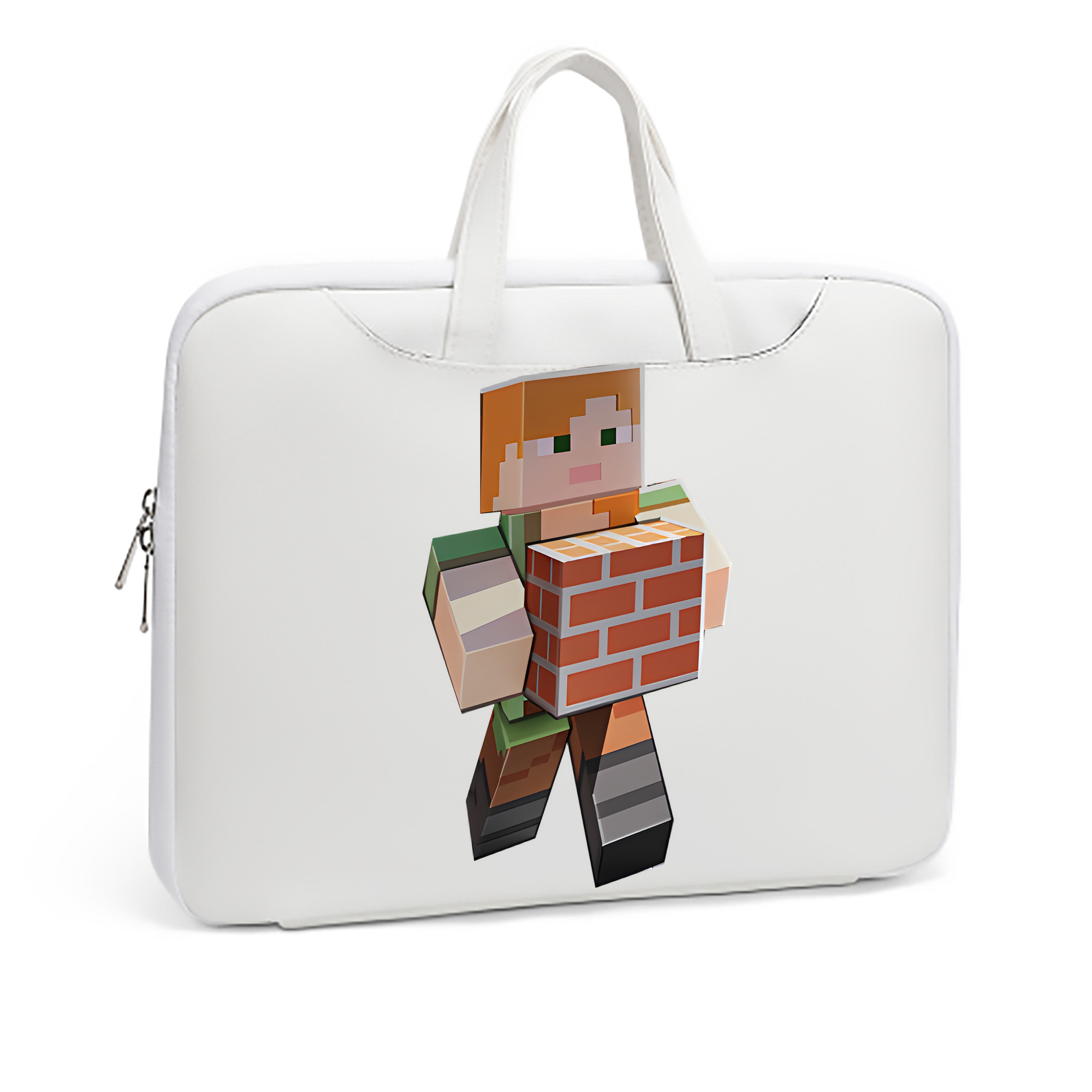 （画像用） マインクラフト ブロックの世界 Minecraft MC Block world レザーラップトップバッグ　ノートパソコンケース