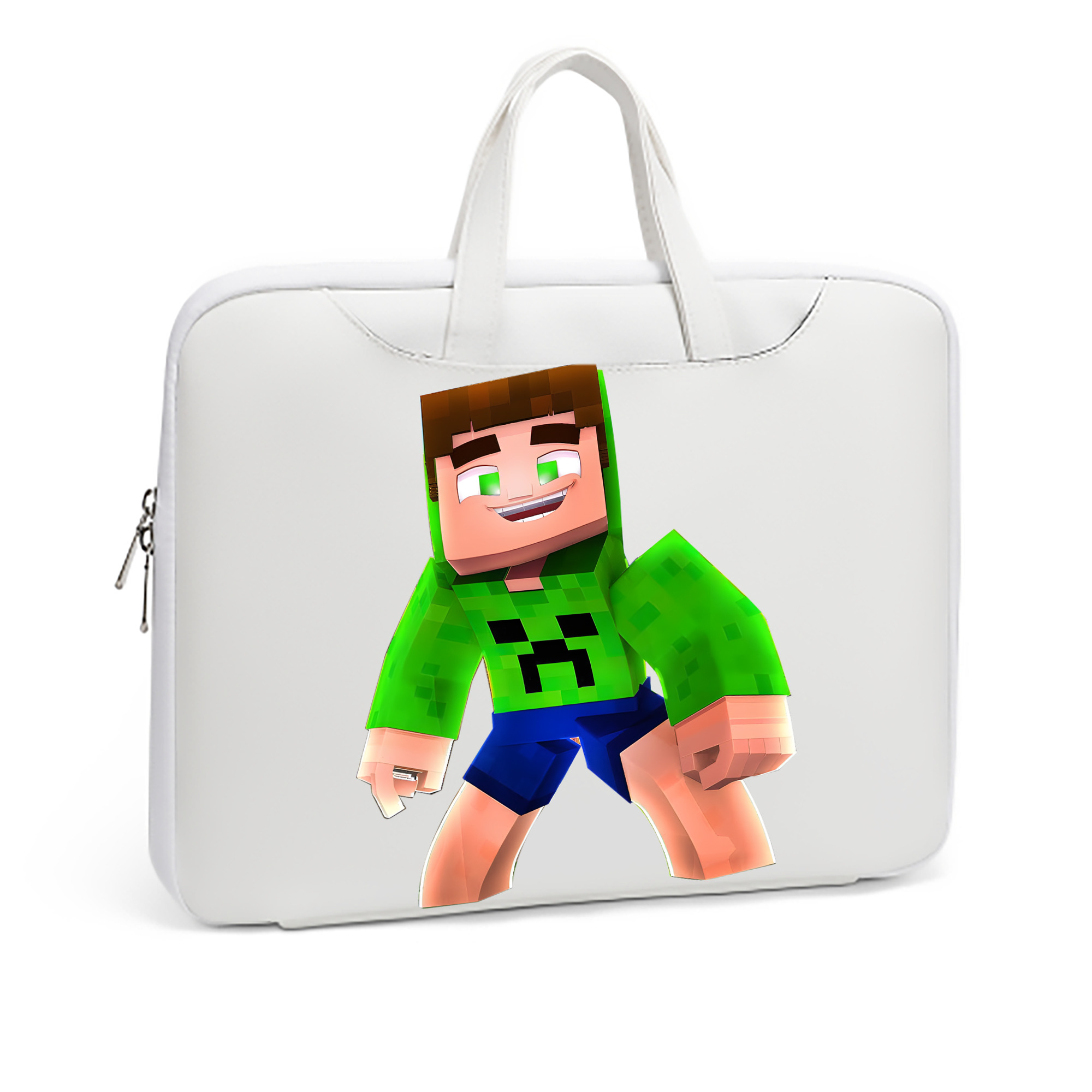 （画像用） マインクラフト ブロックの世界 Minecraft MC Block world レザーラップトップバッグ　ノートパソコンケース