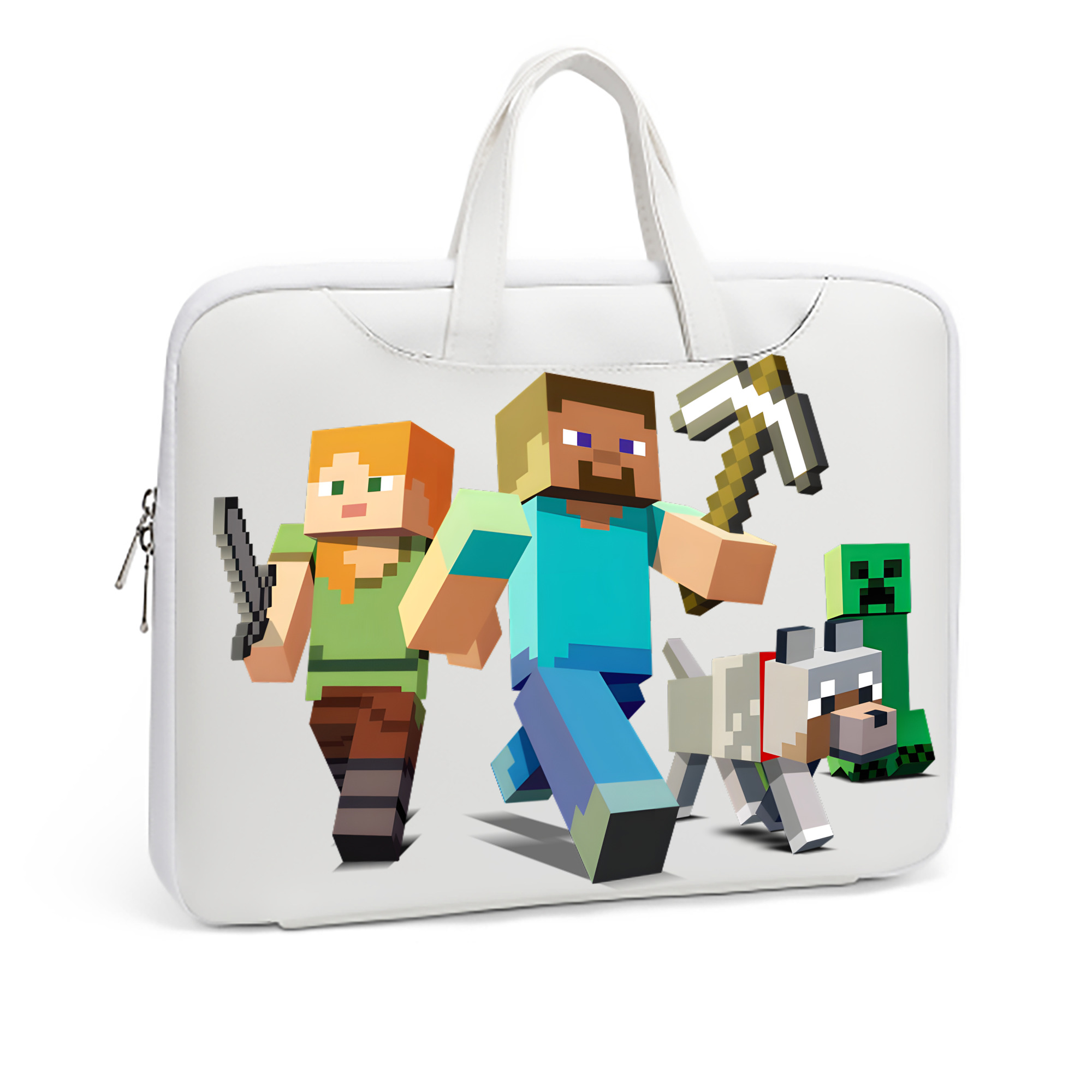 （画像用） マインクラフト ブロックの世界 Minecraft MC Block world レザーラップトップバッグ　ノートパソコンケース