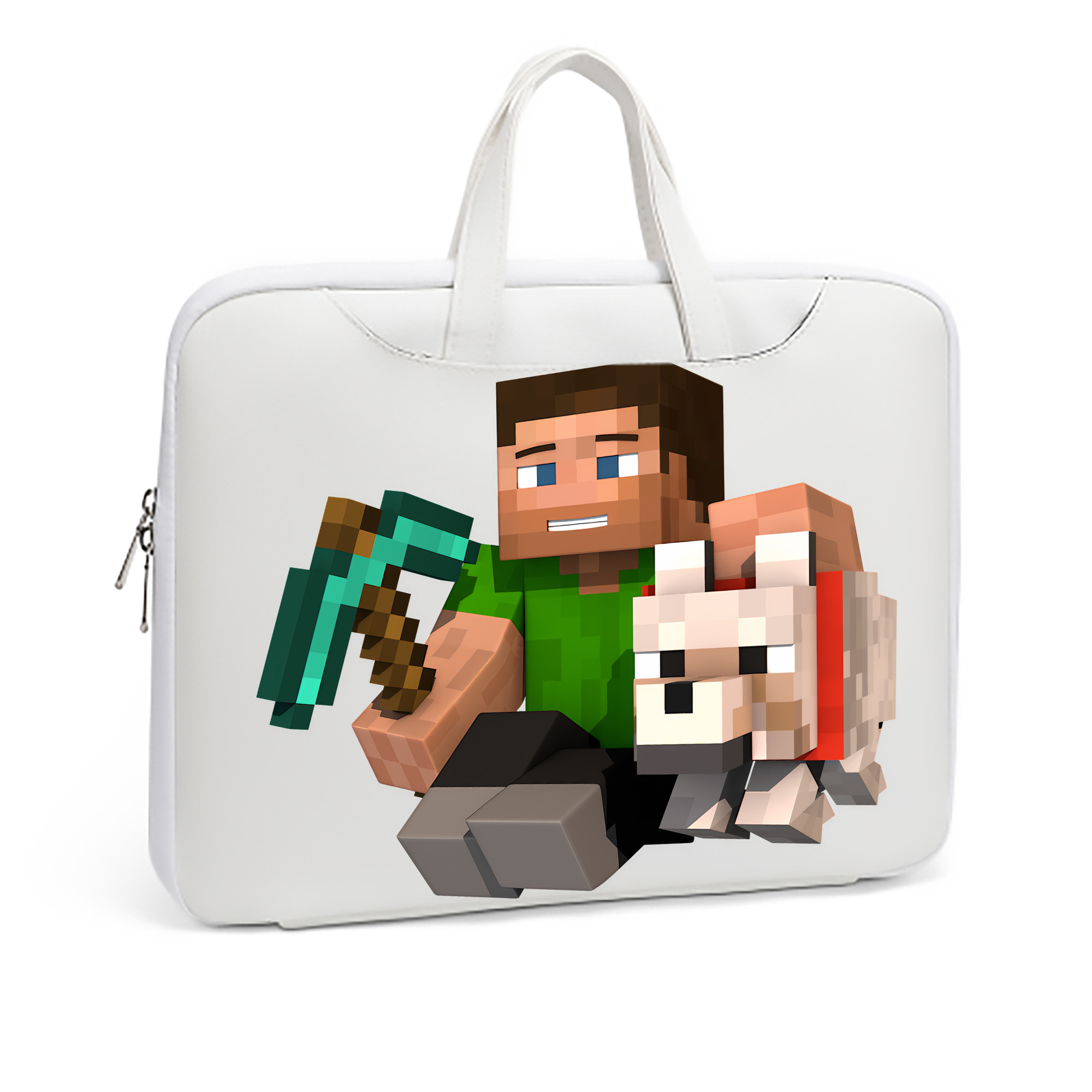 （画像用） マインクラフト ブロックの世界 Minecraft MC Block world レザーラップトップバッグ　ノートパソコンケース