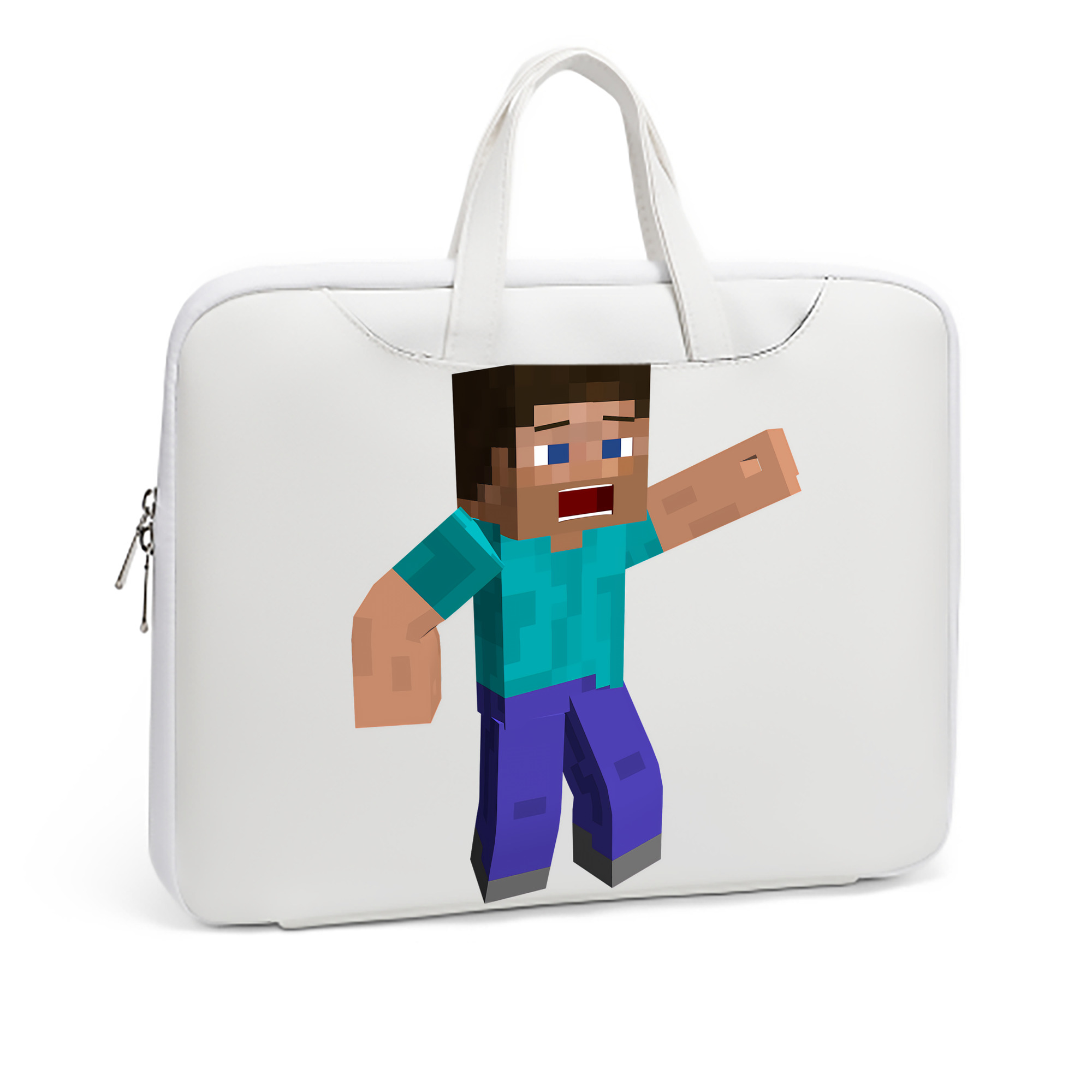 （画像用） マインクラフト ブロックの世界 Minecraft MC Block world レザーラップトップバッグ　ノートパソコンケース