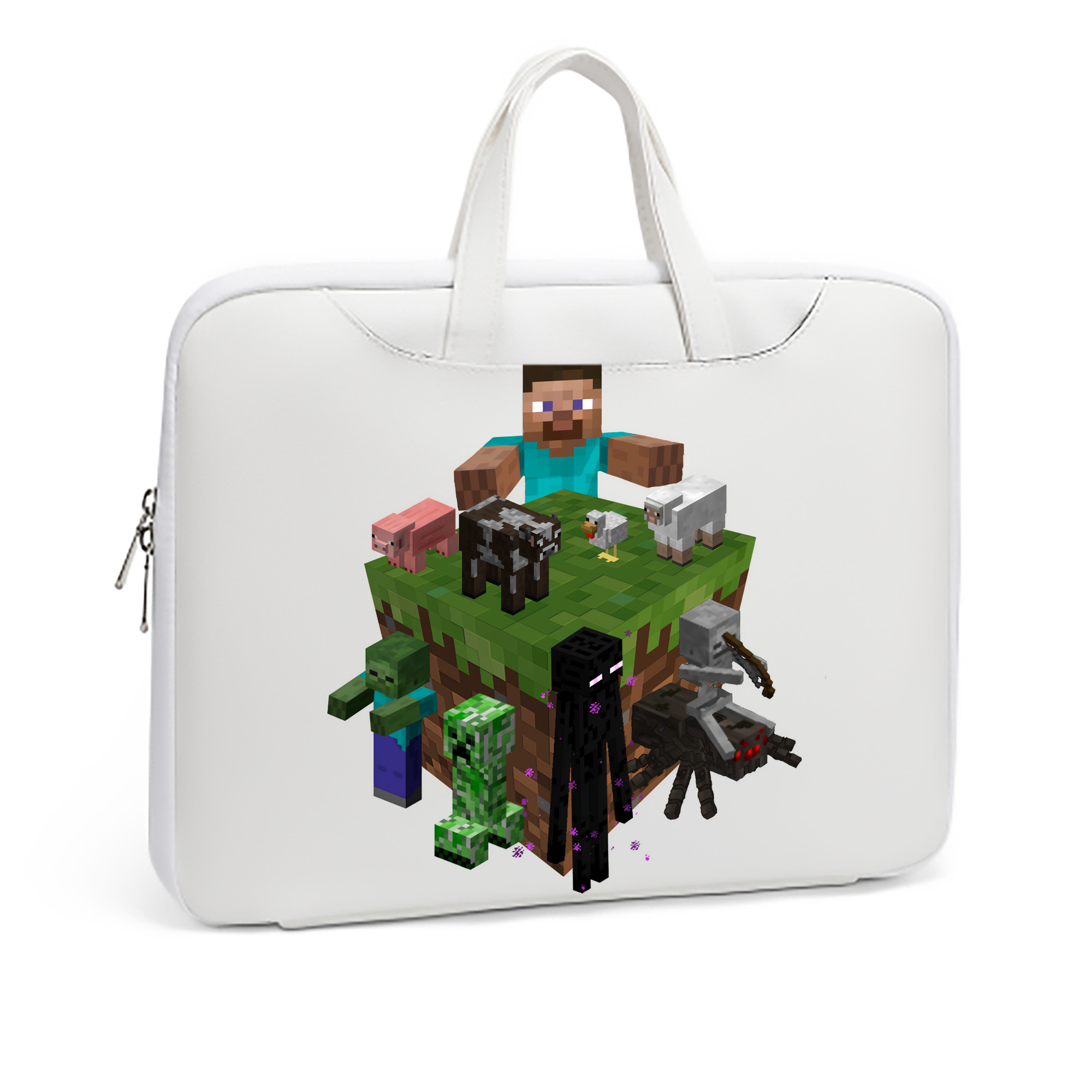 （画像用） マインクラフト ブロックの世界 Minecraft MC Block world レザーラップトップバッグ　ノートパソコンケース