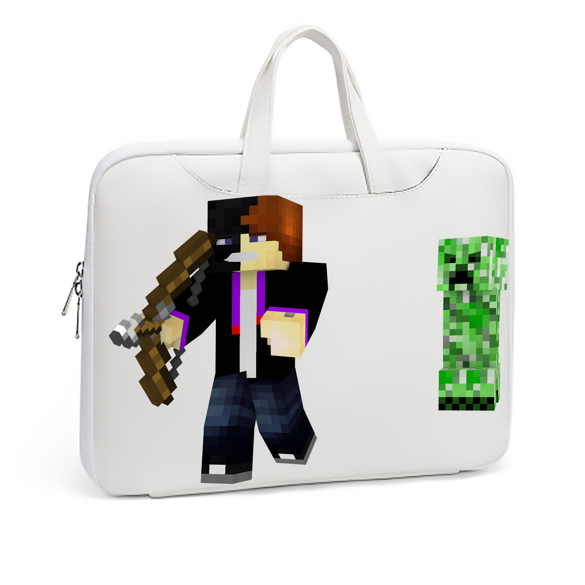 （画像用） マインクラフト ブロックの世界 Minecraft MC Block world レザーラップトップバッグ　ノートパソコンケース