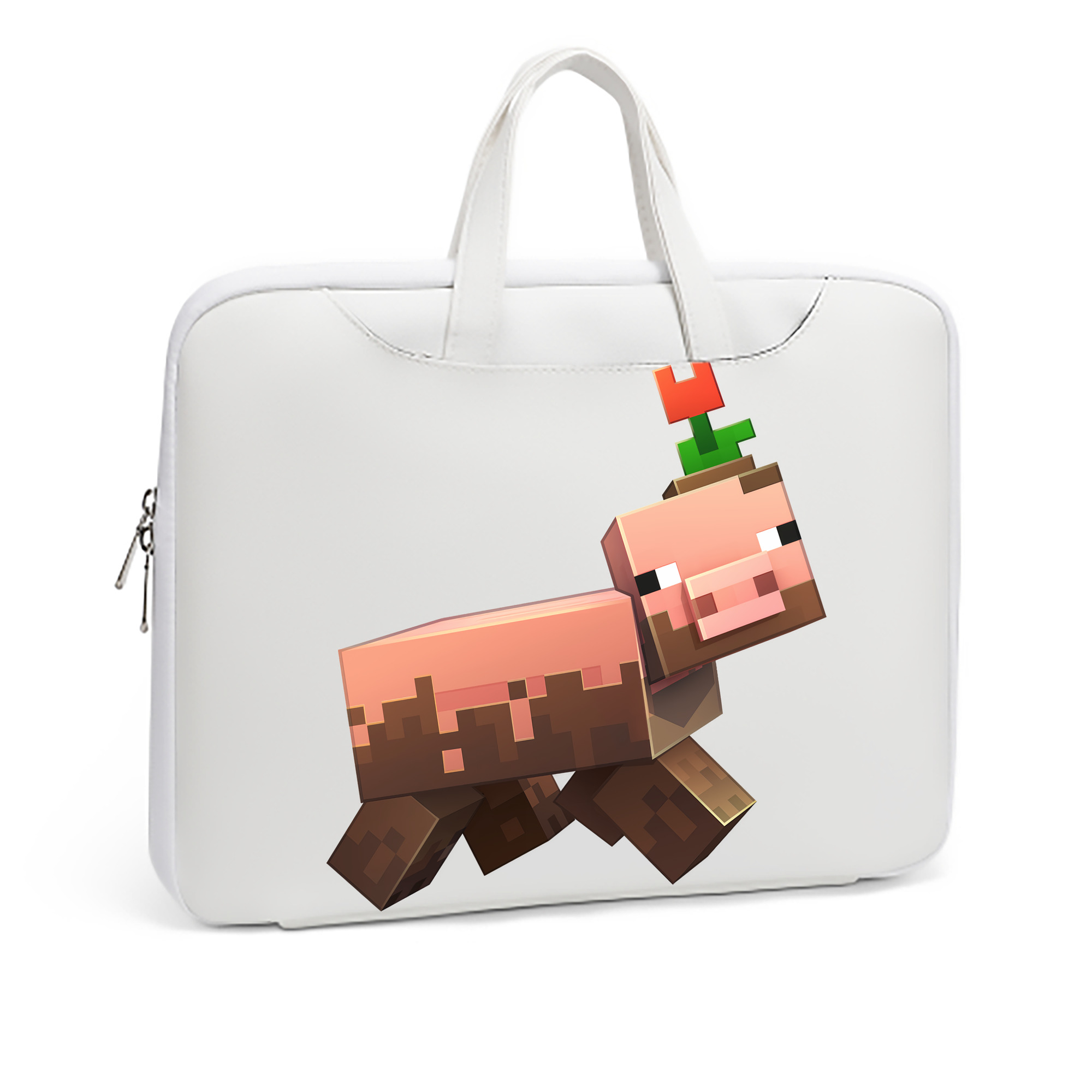 （画像用） マインクラフト ブロックの世界 Minecraft MC Block world レザーラップトップバッグ　ノートパソコンケース