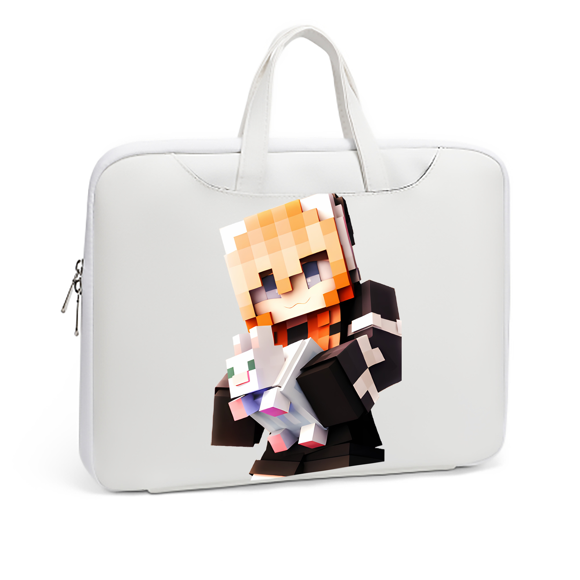 （画像用） マインクラフト ブロックの世界 Minecraft MC Block world レザーラップトップバッグ　ノートパソコンケース