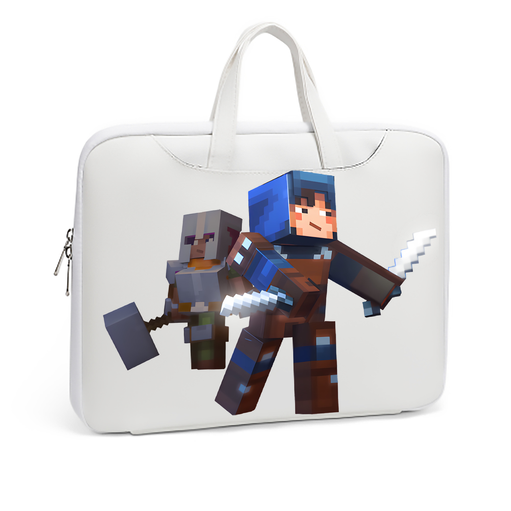 （画像用） マインクラフト ブロックの世界 Minecraft MC Block world レザーラップトップバッグ　ノートパソコンケース