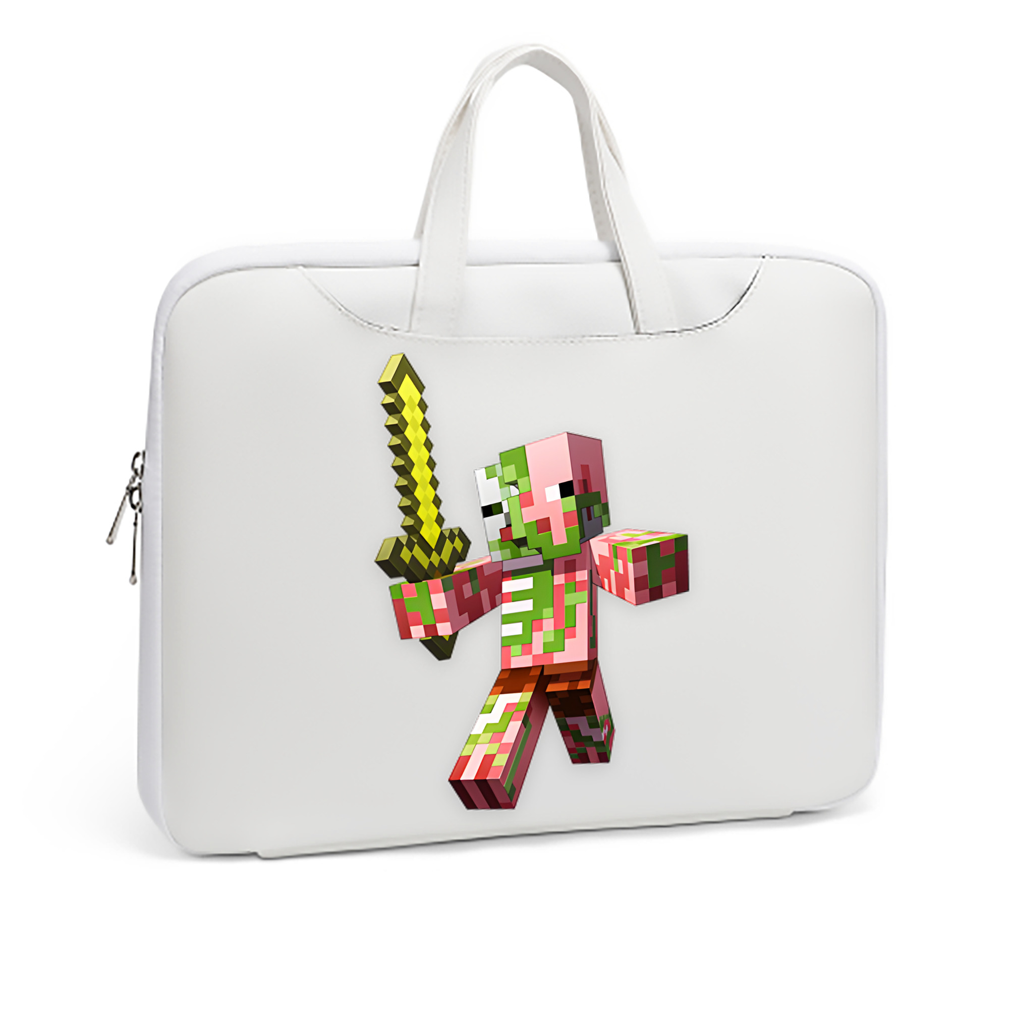 （画像用） マインクラフト ブロックの世界 Minecraft MC Block world レザーラップトップバッグ　ノートパソコンケース