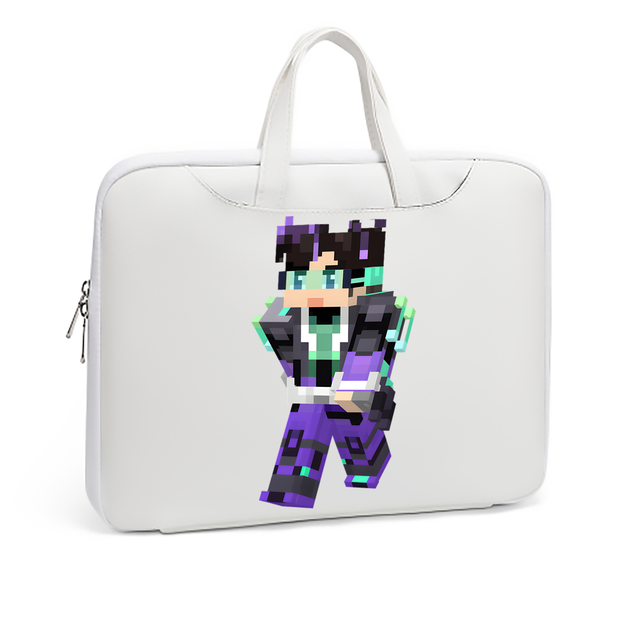 （画像用） マインクラフト ブロックの世界 Minecraft MC Block world レザーラップトップバッグ　ノートパソコンケース