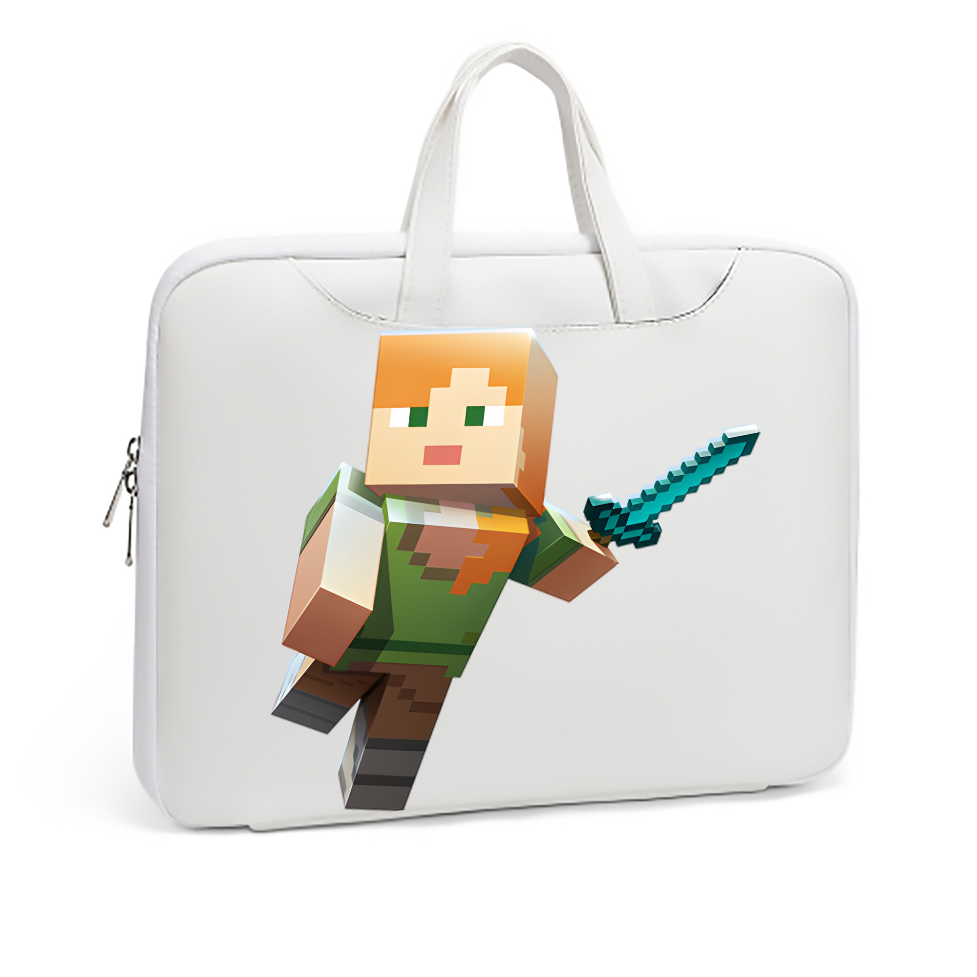 （画像用） マインクラフト ブロックの世界 Minecraft MC Block world レザーラップトップバッグ　ノートパソコンケース