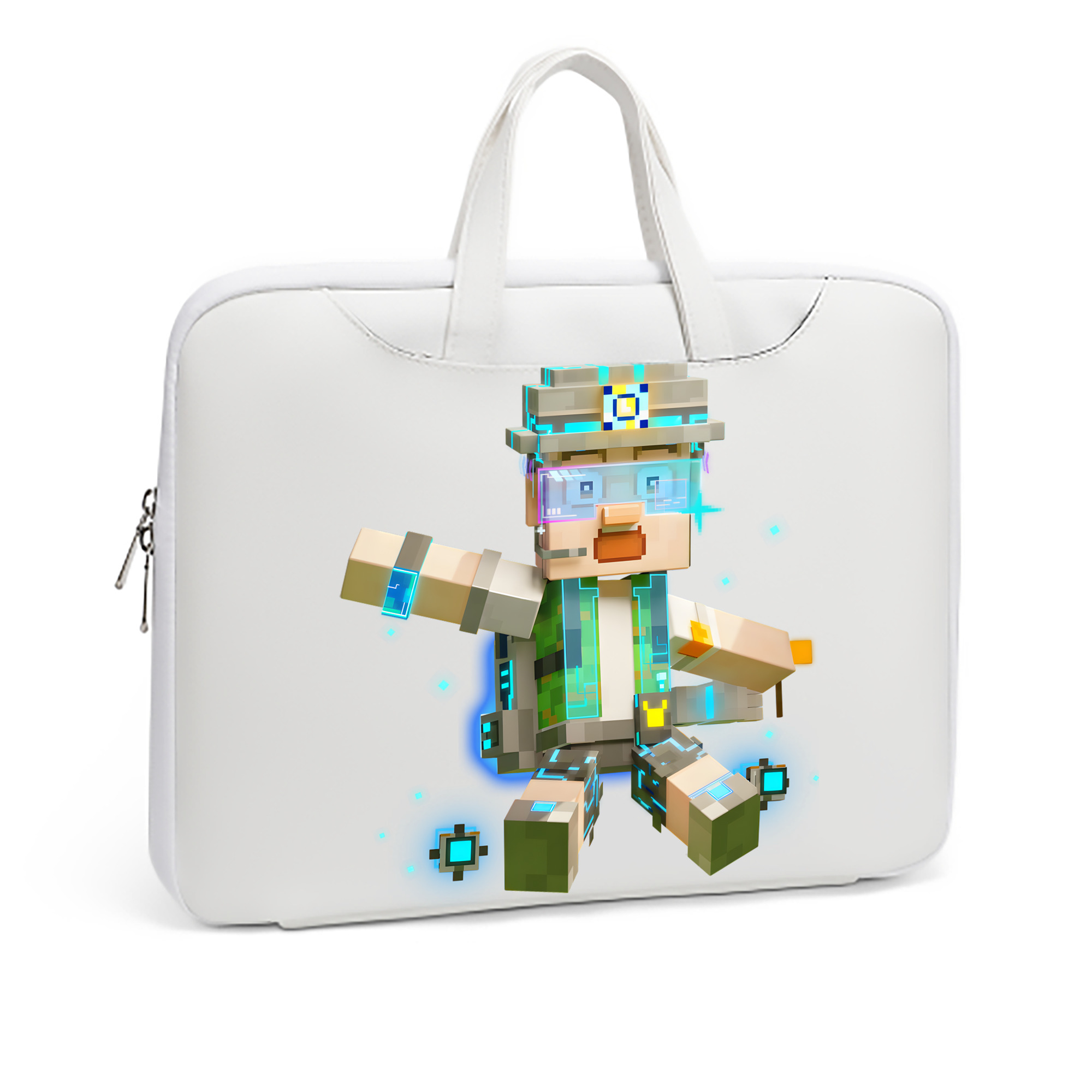 （画像用） マインクラフト ブロックの世界 Minecraft MC Block world レザーラップトップバッグ　ノートパソコンケース