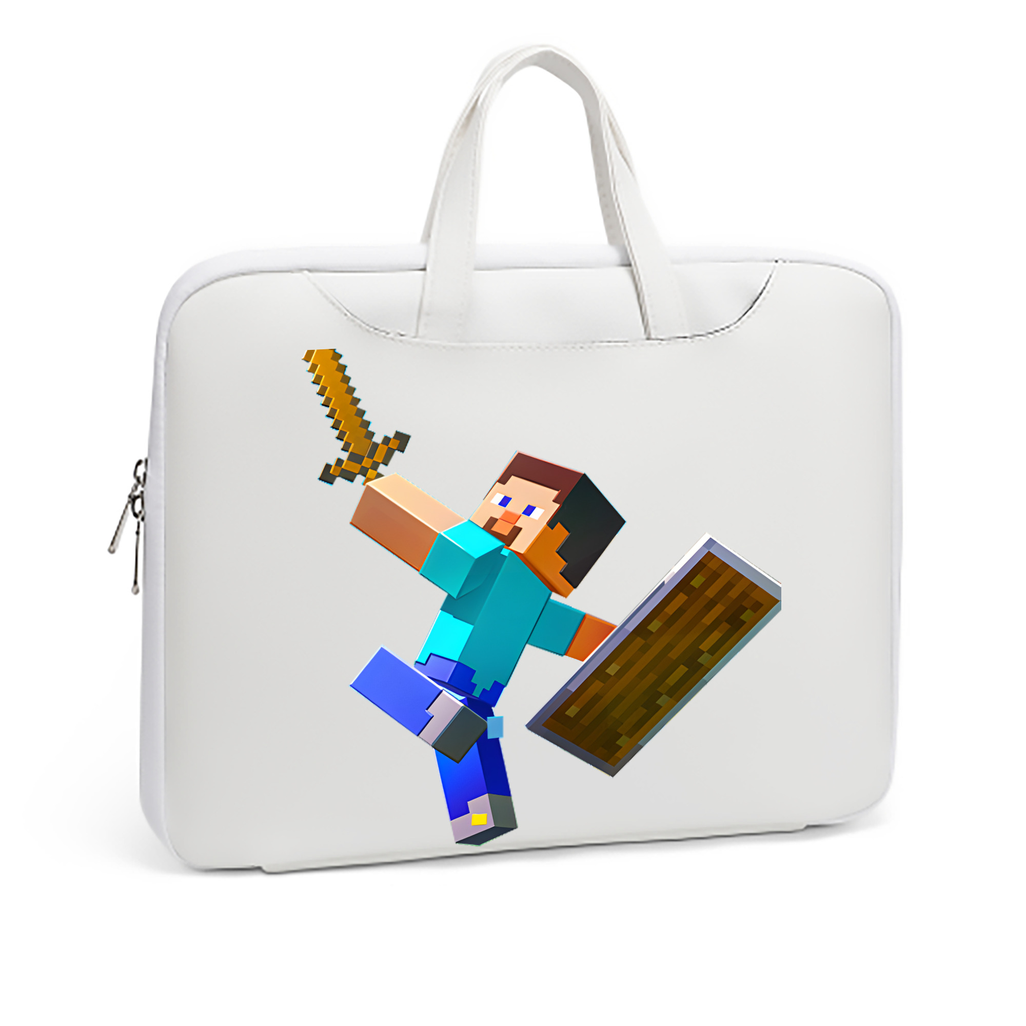 （画像用） マインクラフト ブロックの世界 Minecraft MC Block world レザーラップトップバッグ　ノートパソコンケース